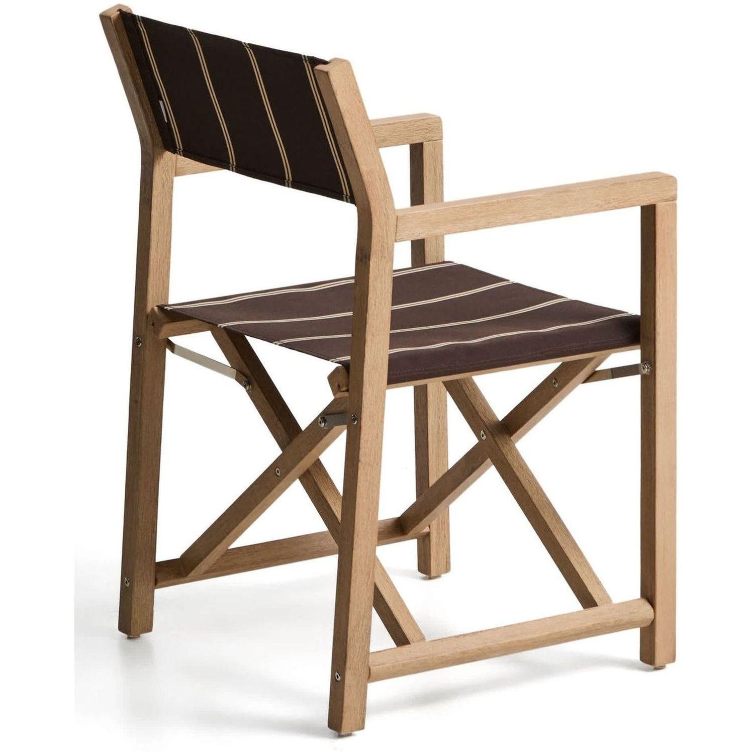 Braun-beige gestreifter Outdoor-Klappstuhl Vilara aus massivem Akazienholz FSC 100%