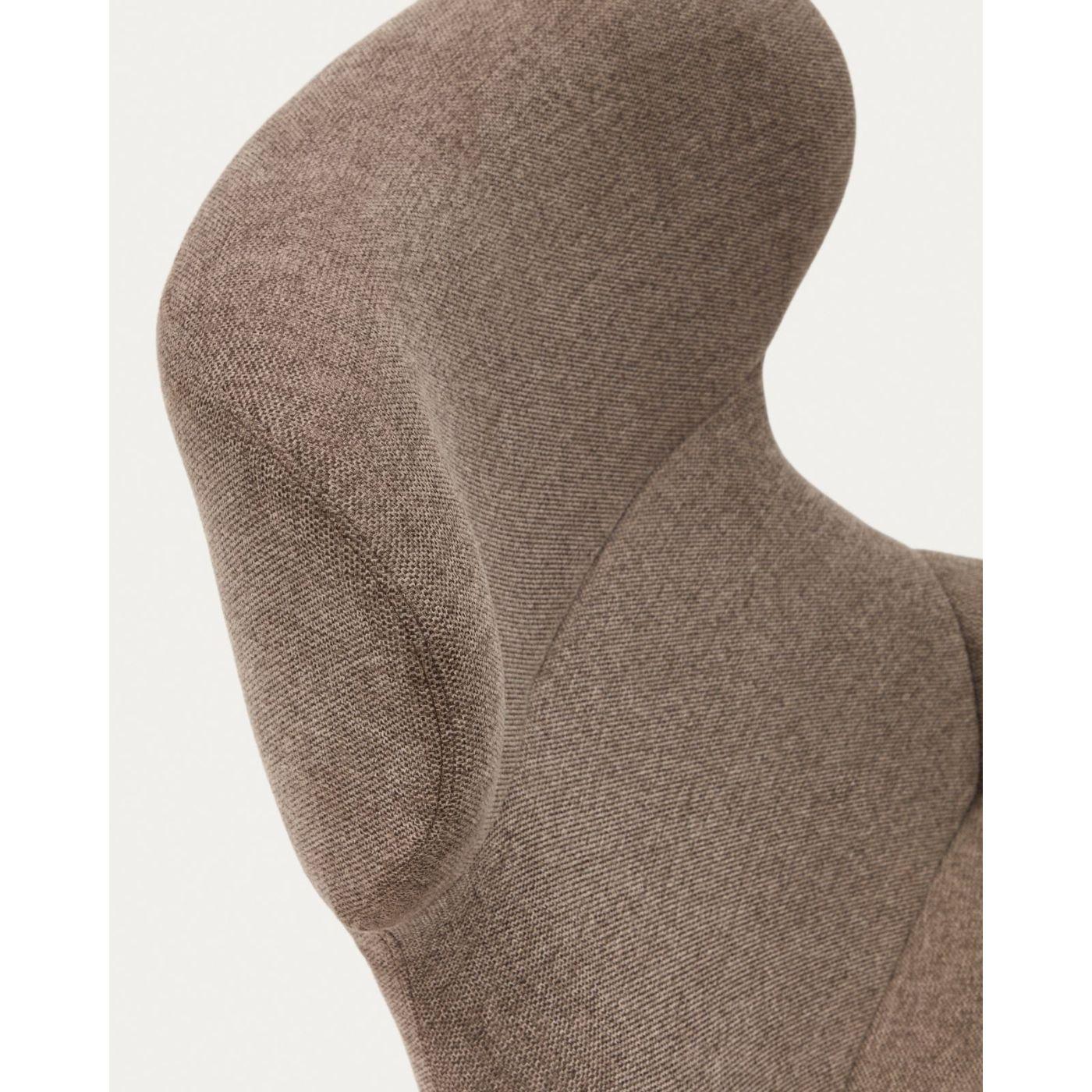 Ohrensessel Belina Chenille-Stoff hellbraun Stahl schwarz