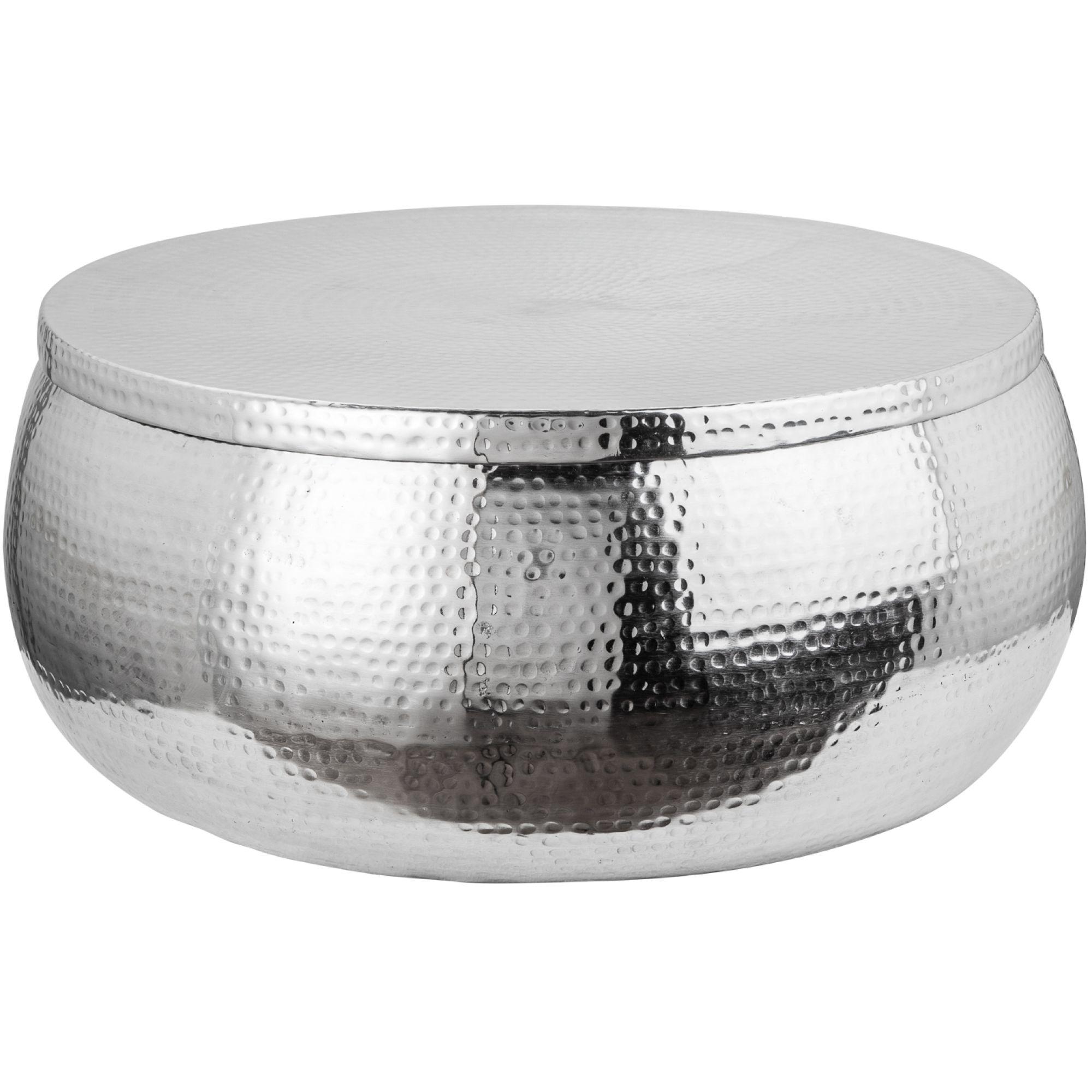 Couchtisch rund Bazzar Storage 70x70 Aluminum silber