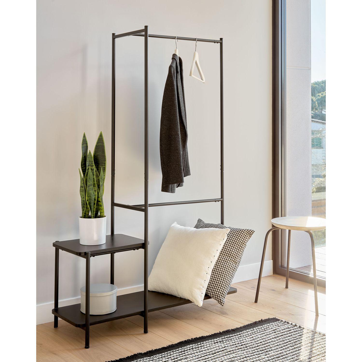 Wand-Kleiderständer Regal Gina Melaminplatte und Metallbeine 100x150