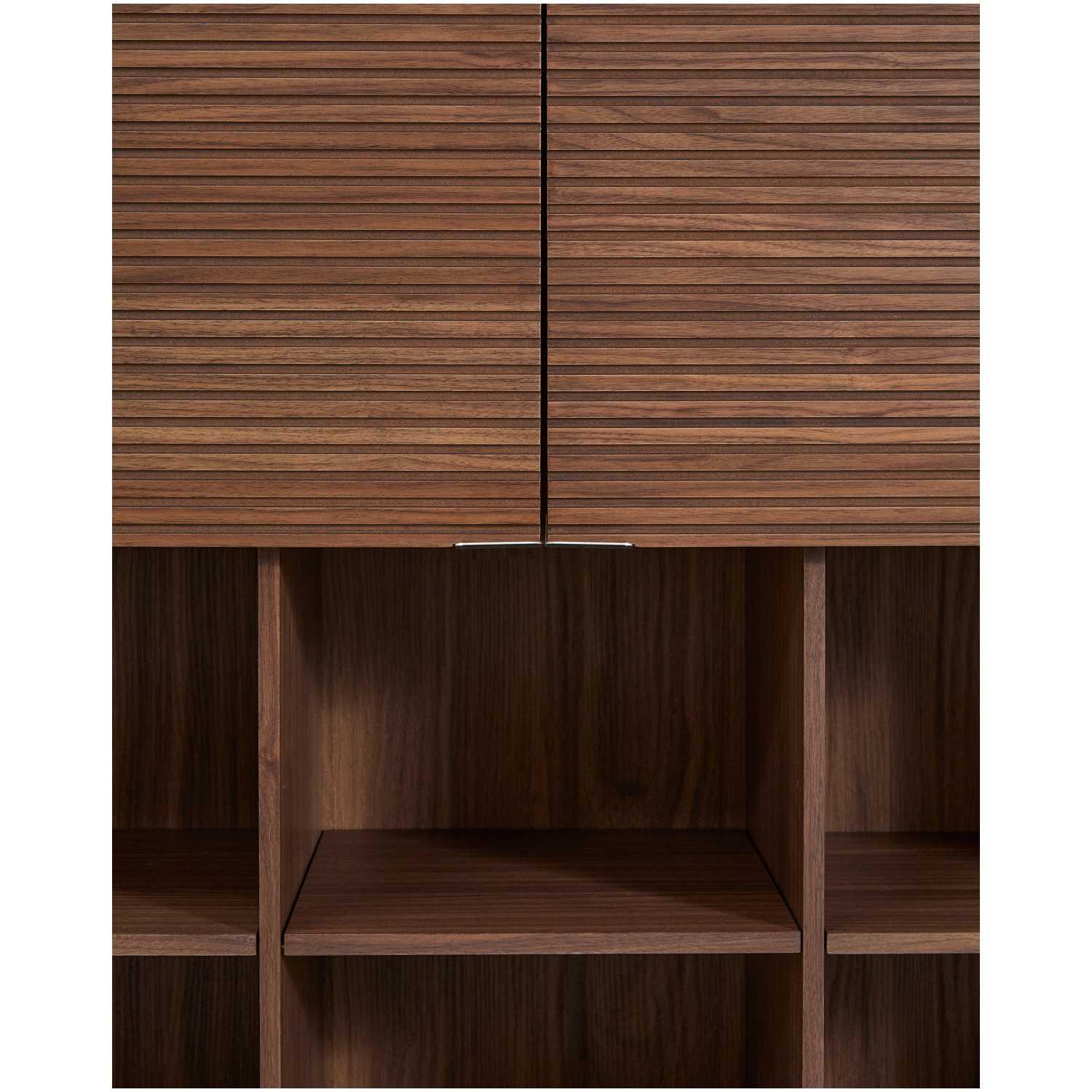 Highboard Schrank Norlen mit 4 Türen Nussbaumfurnier FSC Mix Credit 100x163