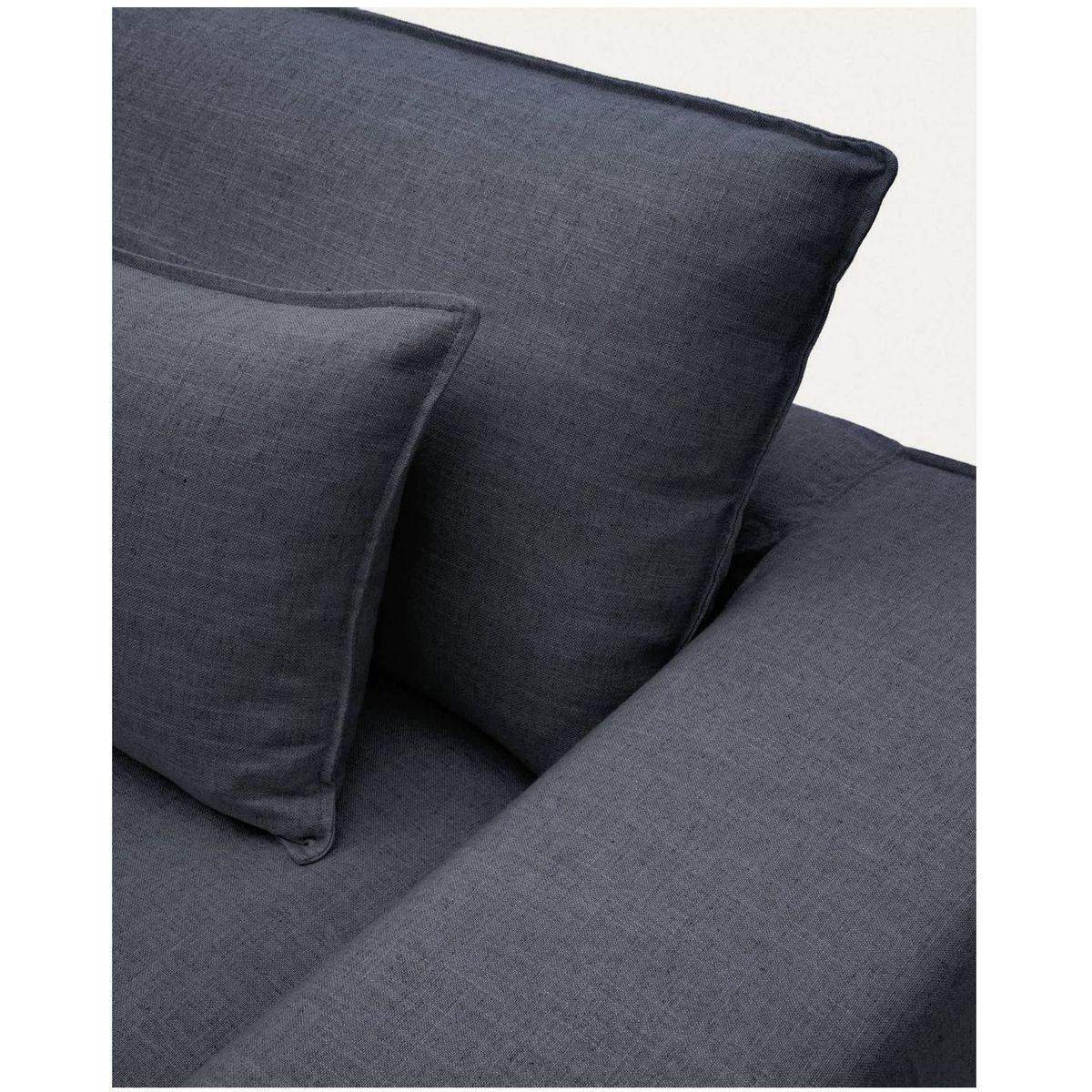2-Sitzer-Sofa Anarela mit abnehmbarem Bezug aus Leinen und Viskose in Dunkelgrau 220 cm