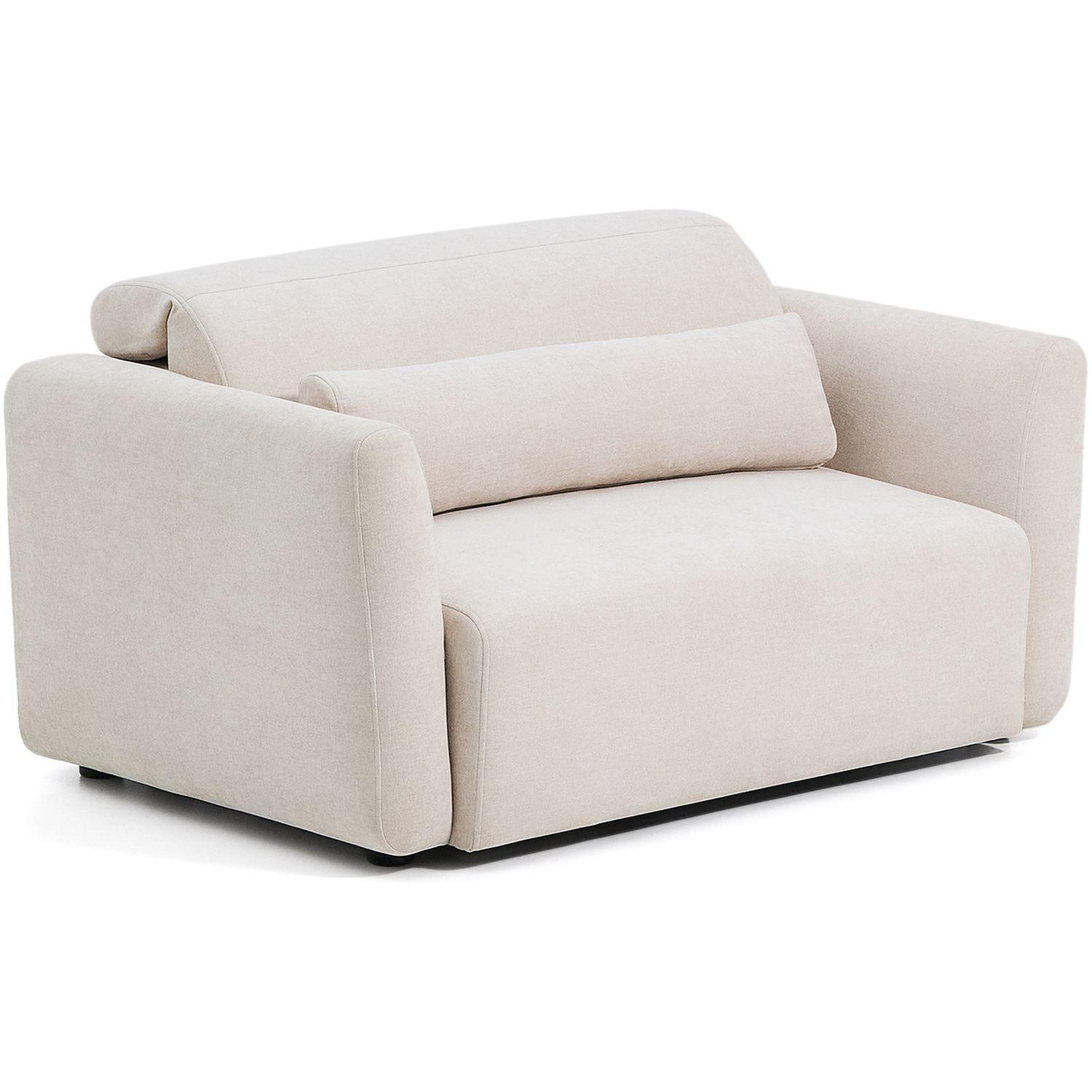 2-Sitzer-Sofa Lares mit elektrisch ausfahrbaren Sitzen und verstellbarer Kopfstütze in beiger Chenille 150 cm