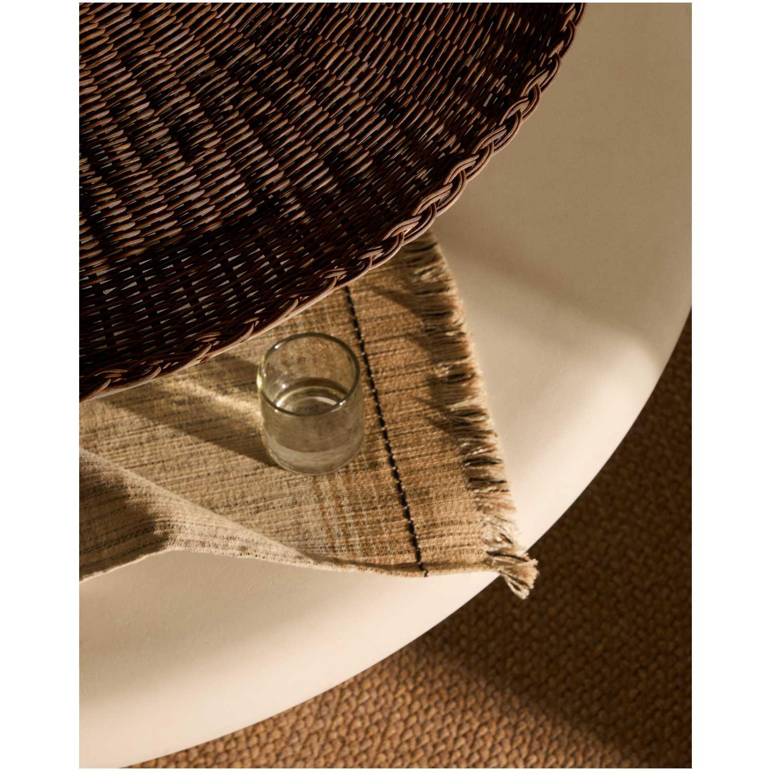 Lampenschirm für Deckenleuchte Bladia aus Rattan mit Finish in Braun 70x70