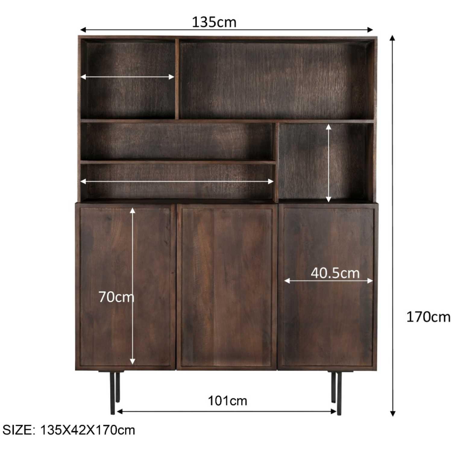 Buffetschrank Elan Mangoholz braun 135x170