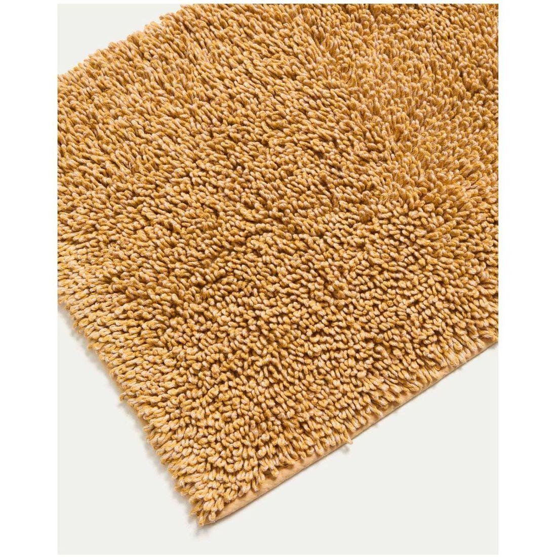 Badezimmermatte Aroia aus senffarbenem Melange-Bouclé 50 x 70 cm