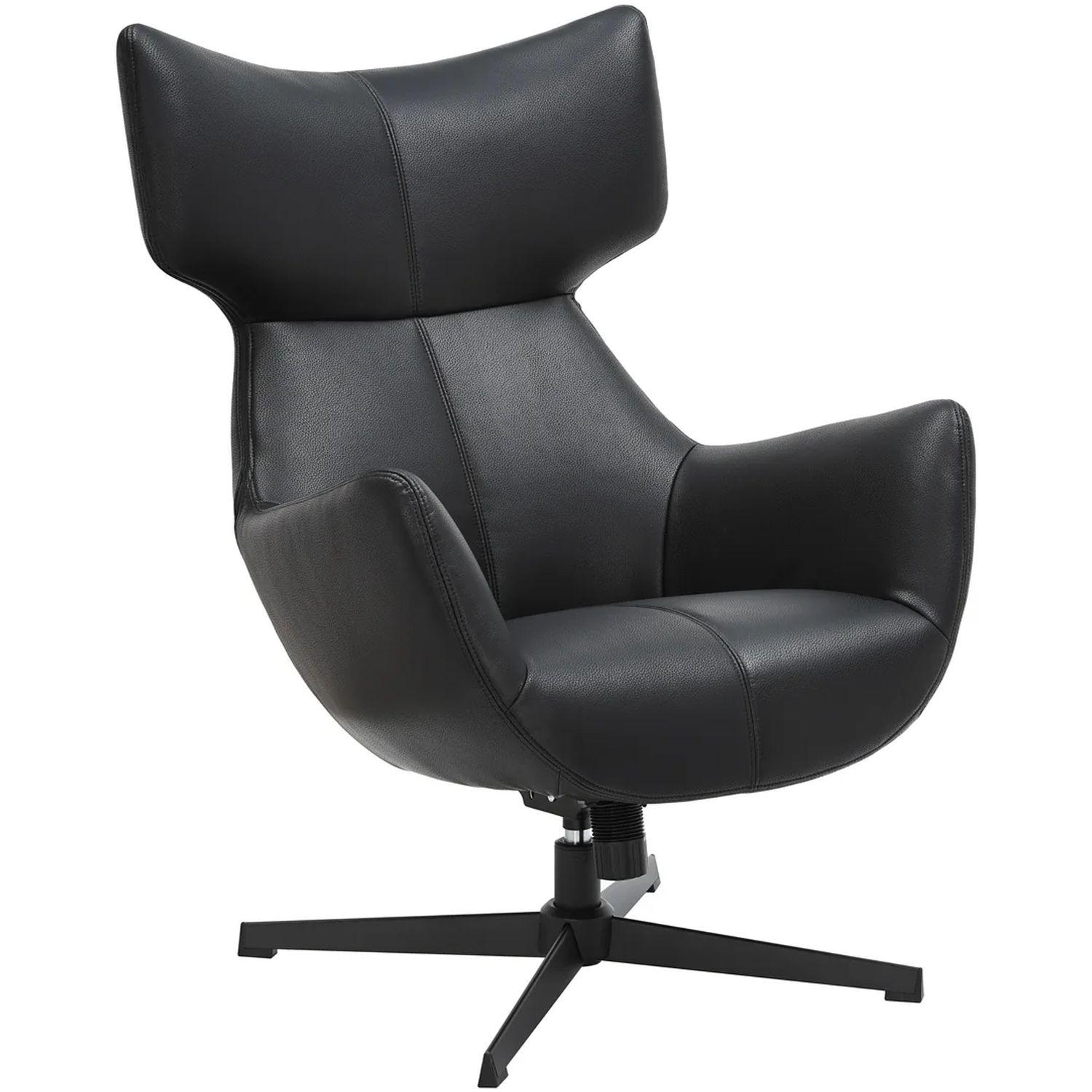 Relaxsessel drehbar Vana Kunstleder Metall schwarz