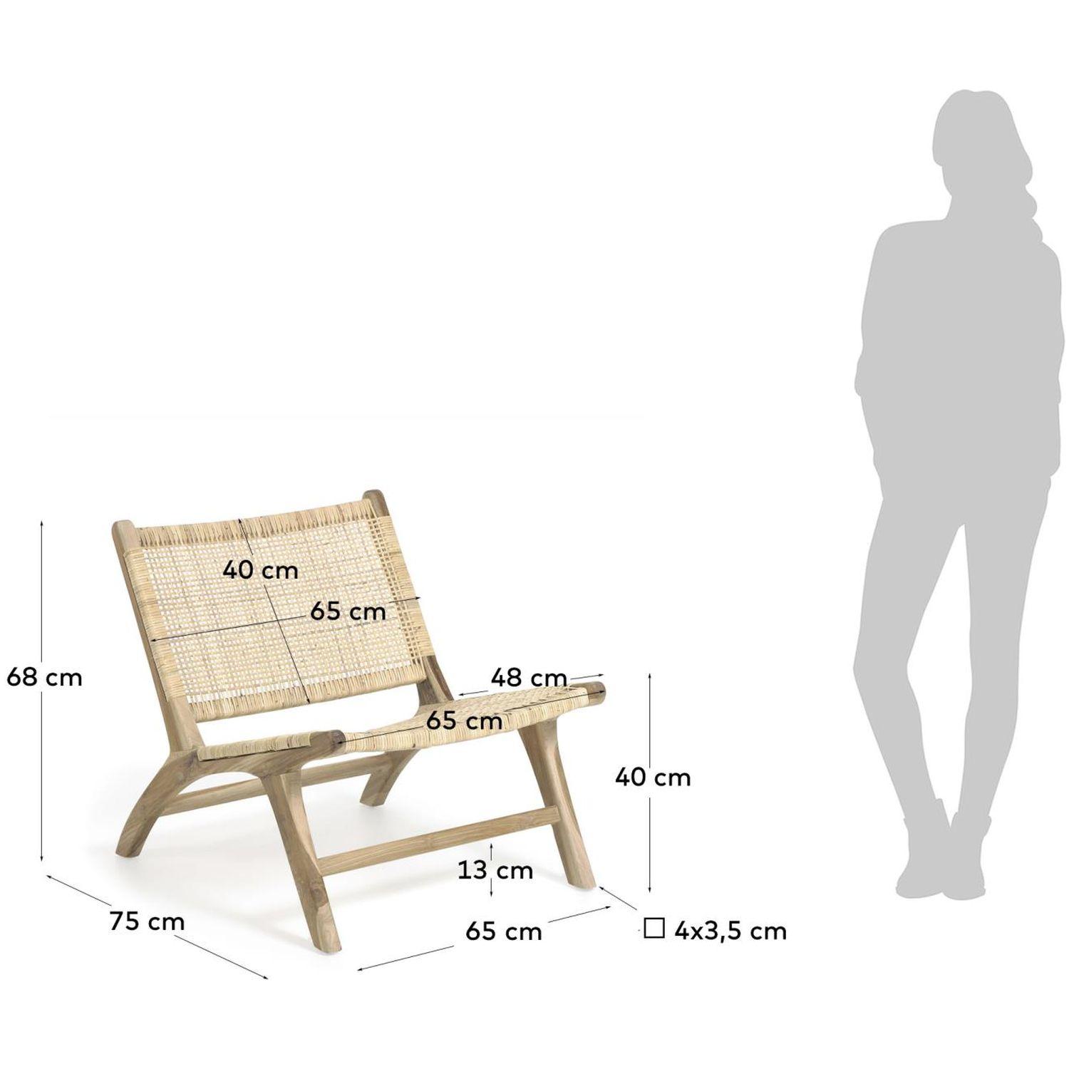 Holzsessel Beida Teakholz natur mit Rattangeflecht