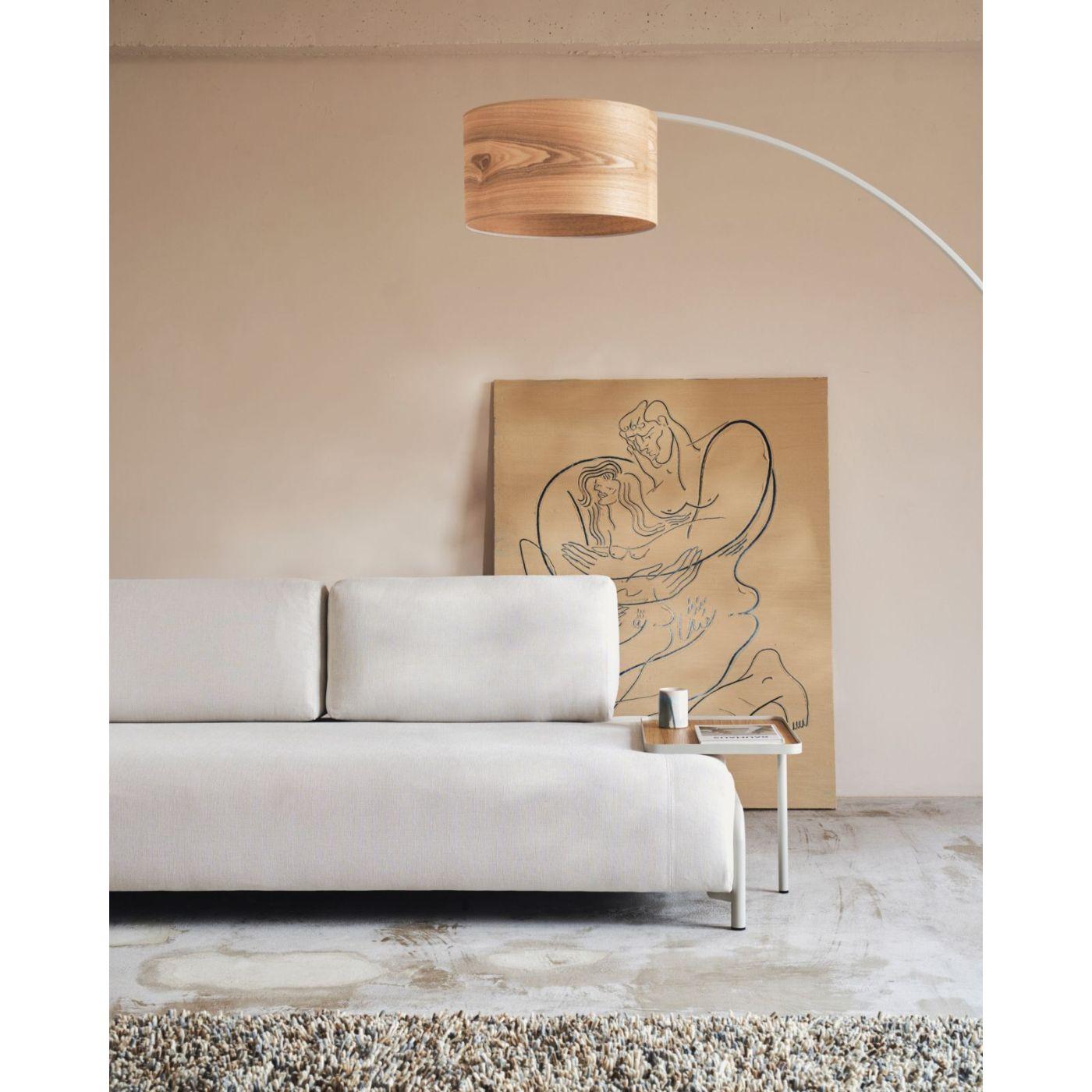 Compo großes Tablett in Eichenfurnier mit natürlichem Finish und Metallgestell beige.
