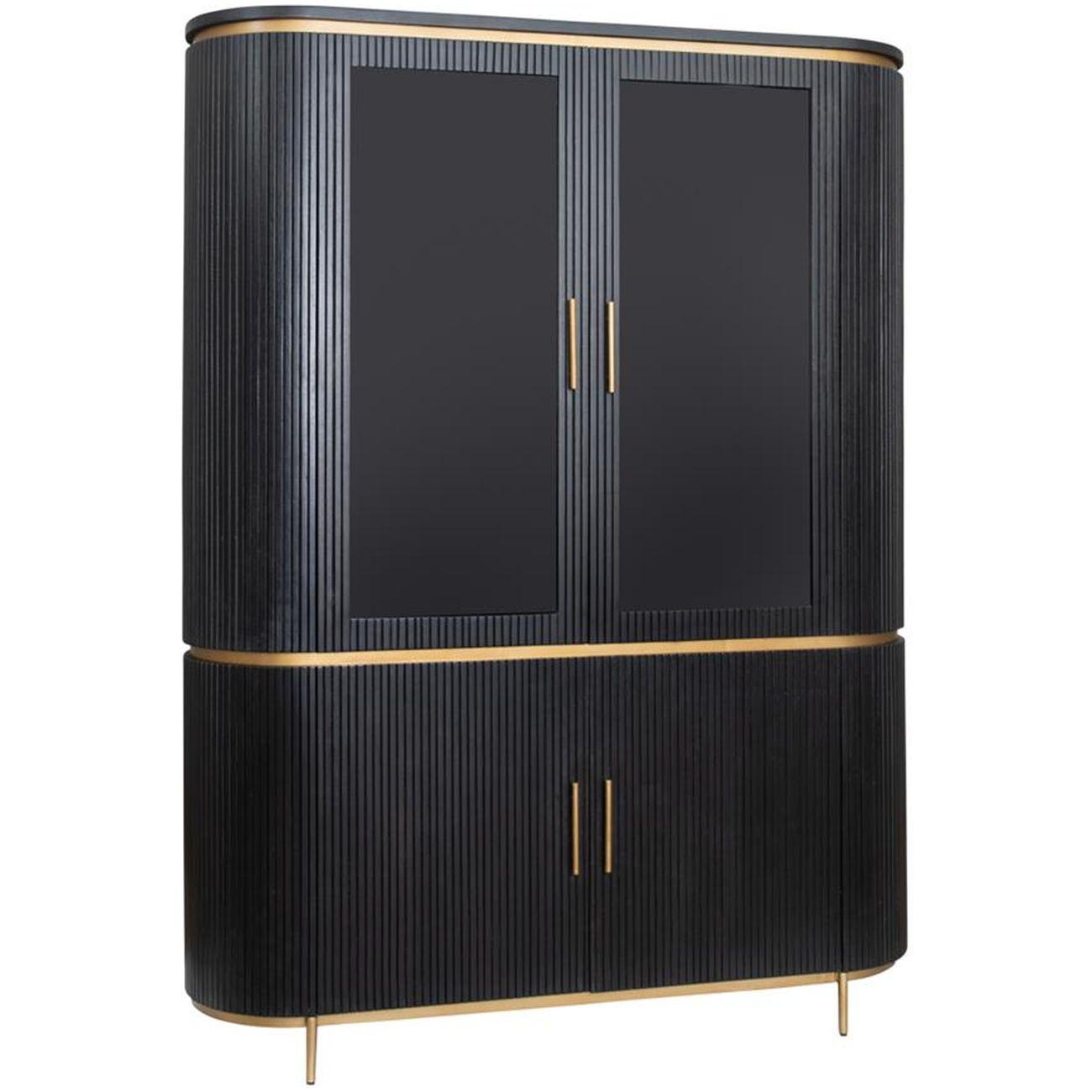 Büffetschrank Black Casino Mangoholz schwarz Metall messing 150x200