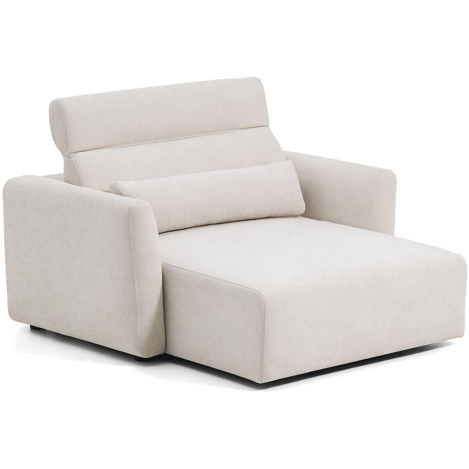 2-Sitzer-Sofa Lares mit elektrisch ausfahrbaren Sitzen und verstellbarer Kopfstütze in beiger Chenille 150 cm