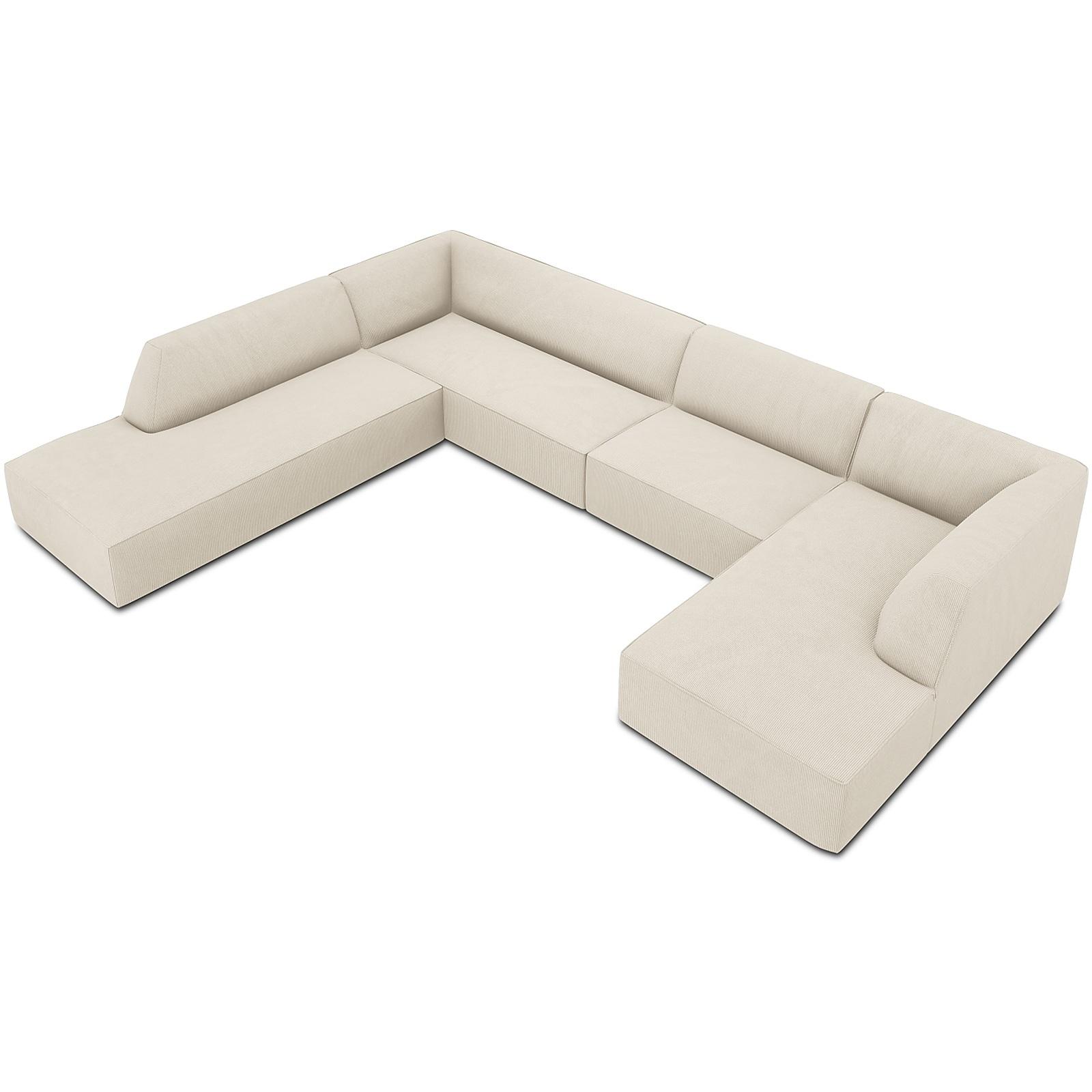 Wohnlandschaft U-Sofa Ruby - Ausrichtung: links - Bezug: Corduroy (Scala), Light Beige