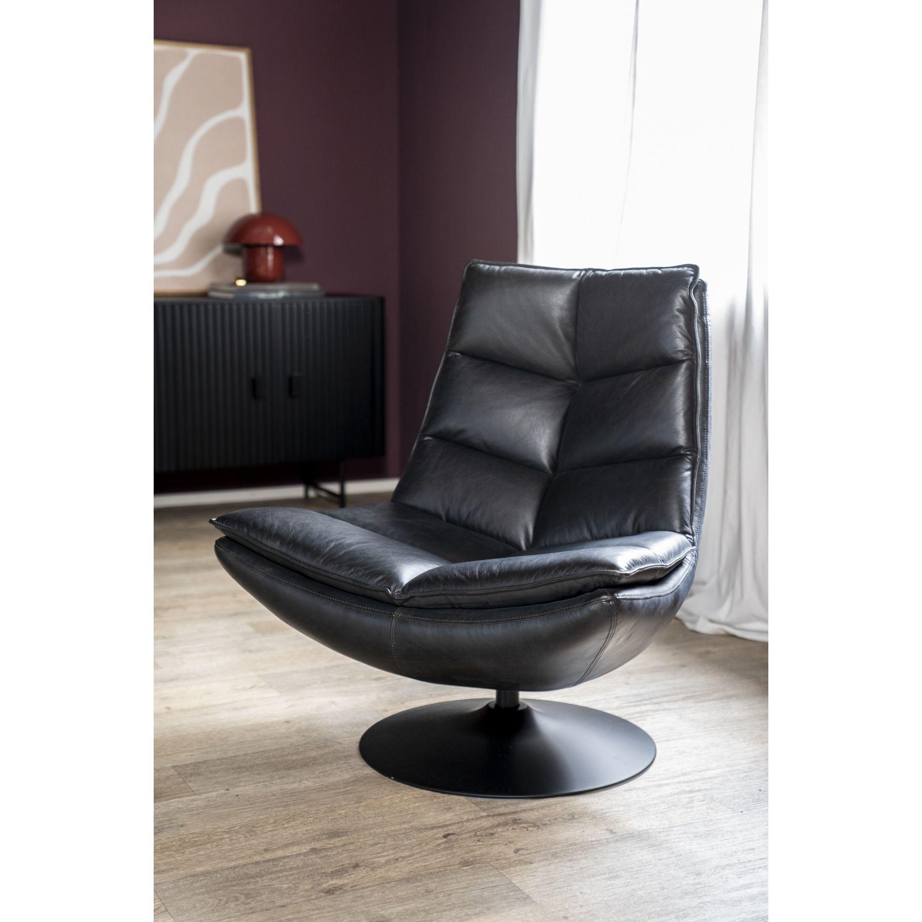 Drehsessel Relax Boxer Echtleder schwarz