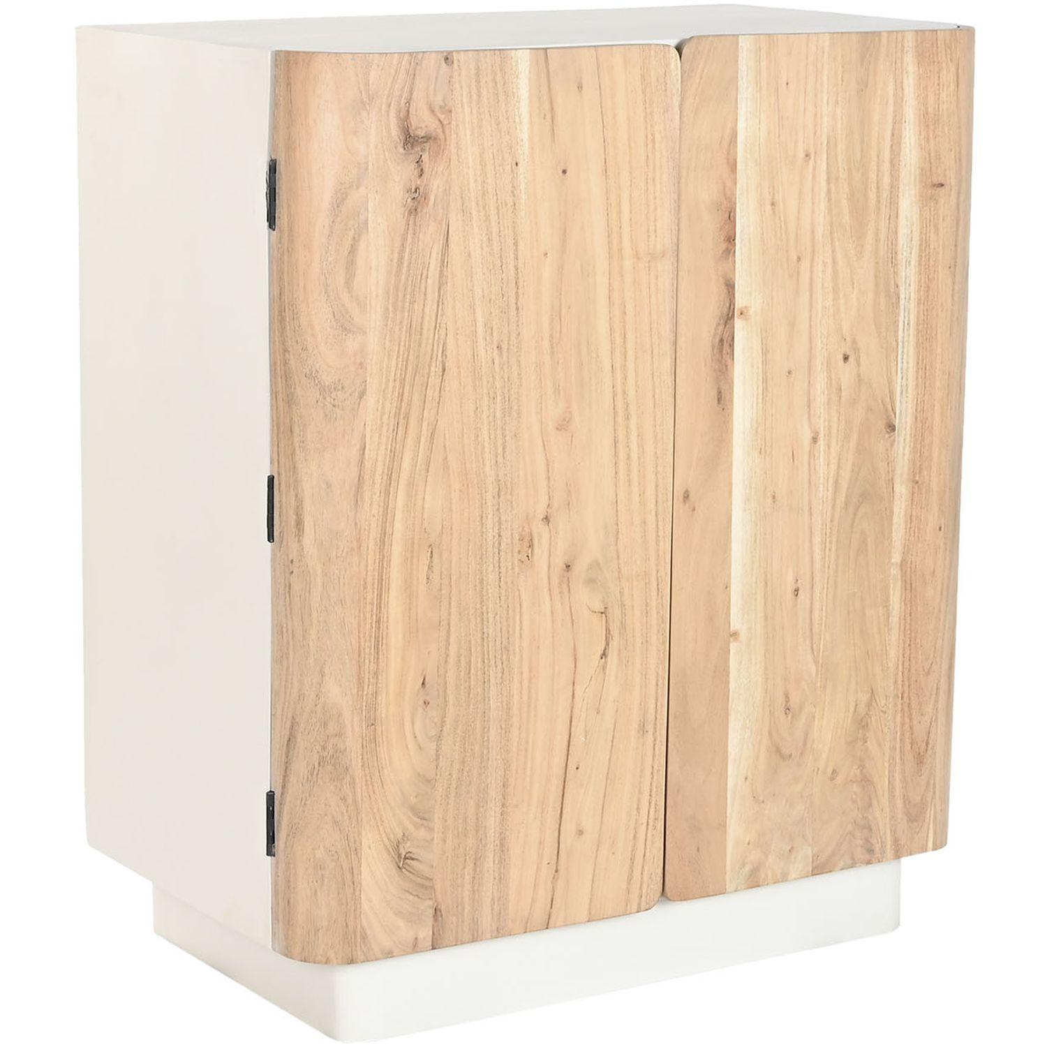 Barschrank Kommode Boho Akazienholz natur weiss 85x100
