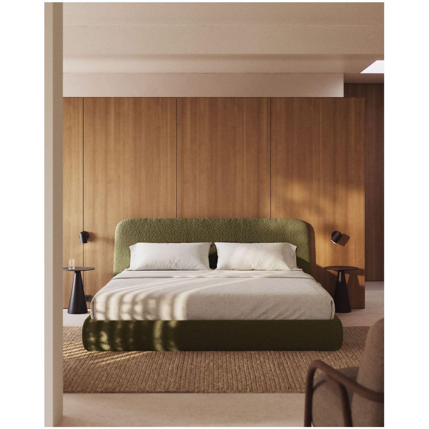 Abziehbares Bett Martina mit dunkelgrünem Lammfellimitat Bouclé - Grösse: 180x200