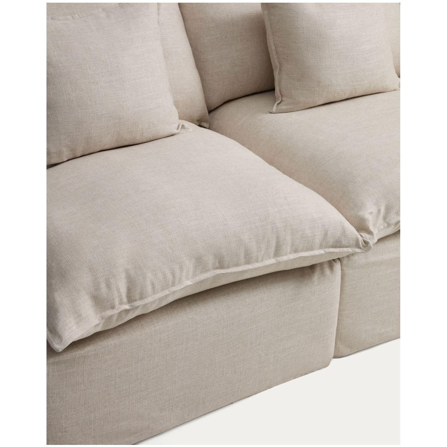 2-Sitzer-Modularsofa Anarela mit abnehmbarem Bezug aus Leinen und Viskose in Beige 180 cm