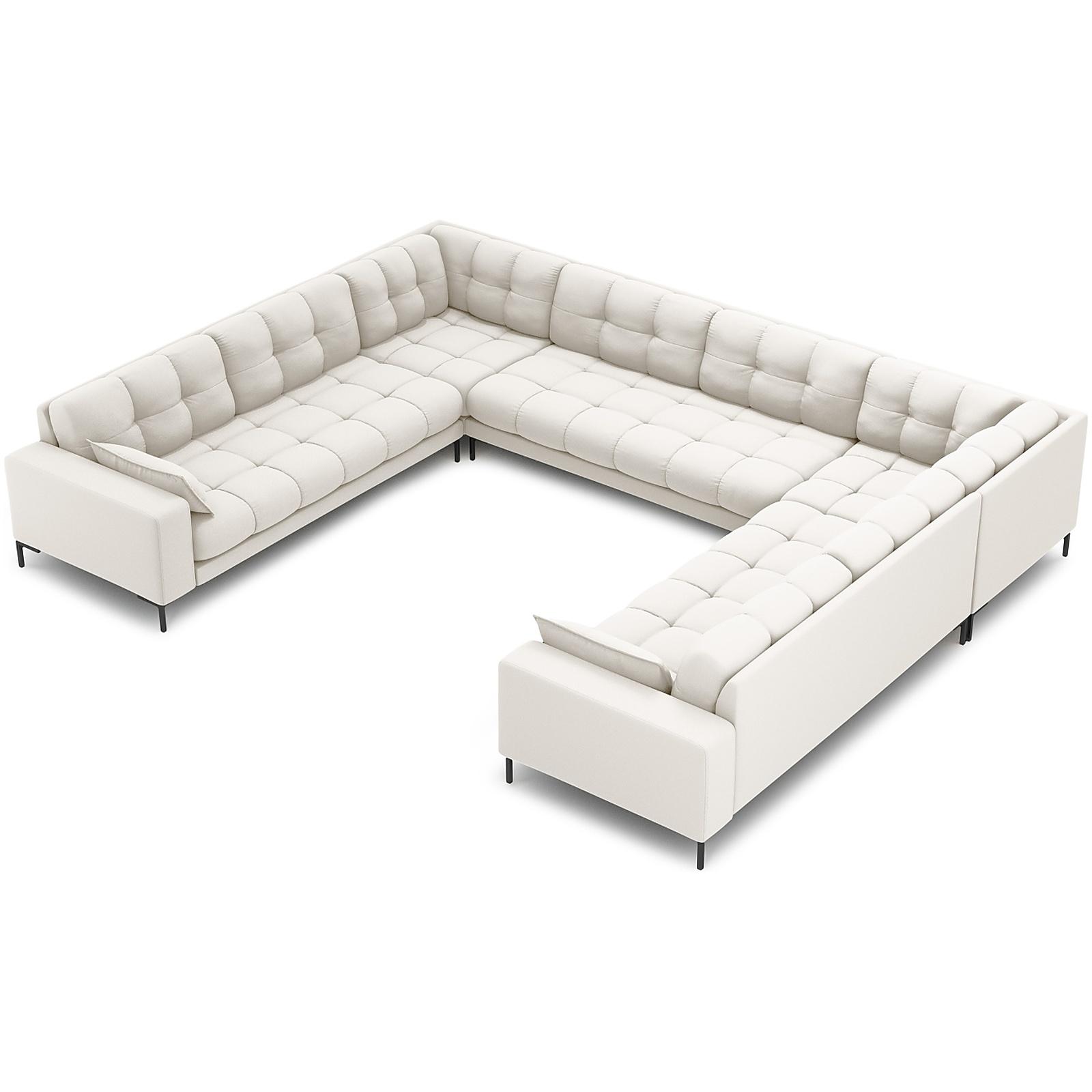 Wohnlandschaft U-Sofa Mamaia 337x256x75 Füsse schwarz - Bezug: Structured Fabric (Neve), Light Beige