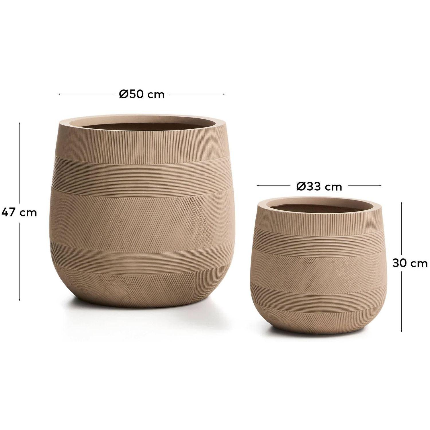 Blumentopf rund Tival II Zementoptik beige (2er-Set)