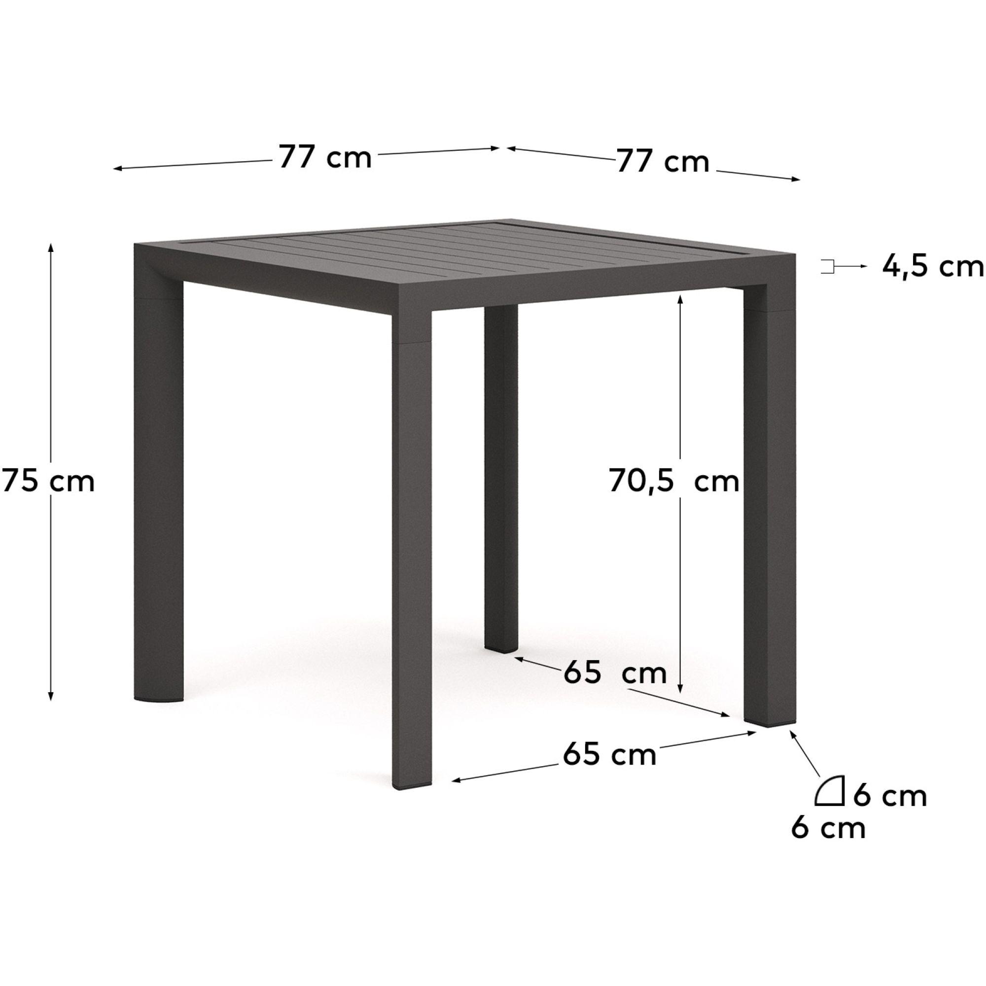 Gartentisch quadratisch Culip Aluminium grau 77x77