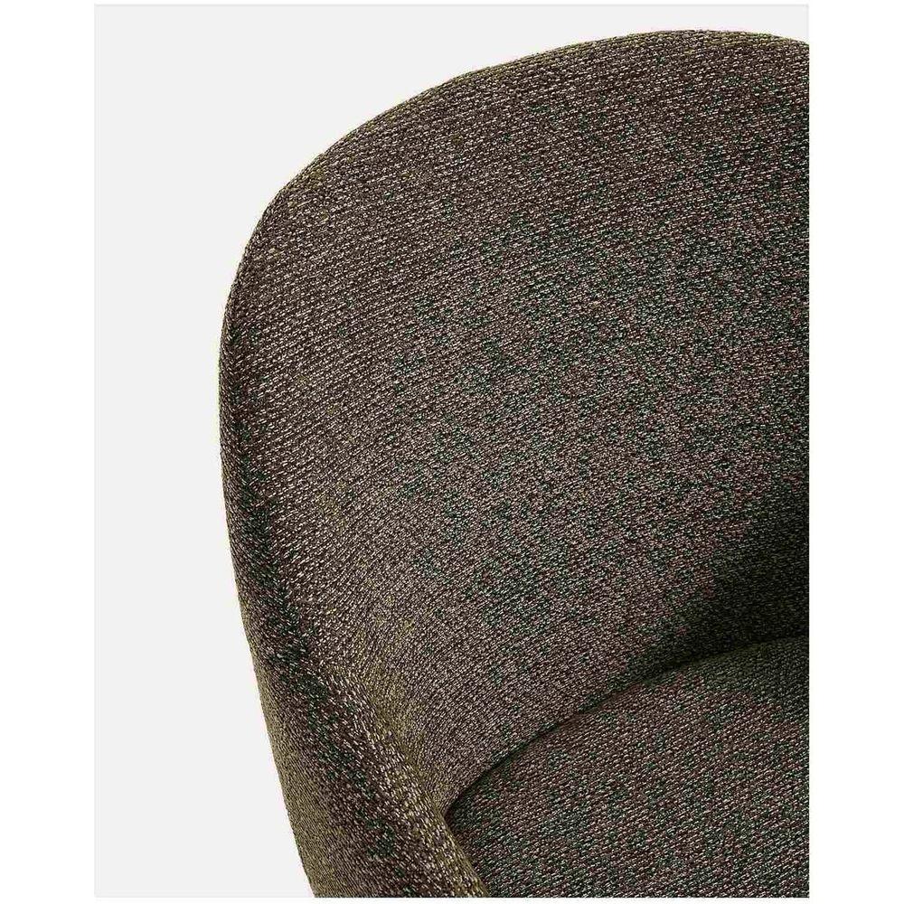 Armlehnenstuhl Meila mit grüner Chenille und Beinen aus massivem Eschenholz mit naturfarbenem Finish