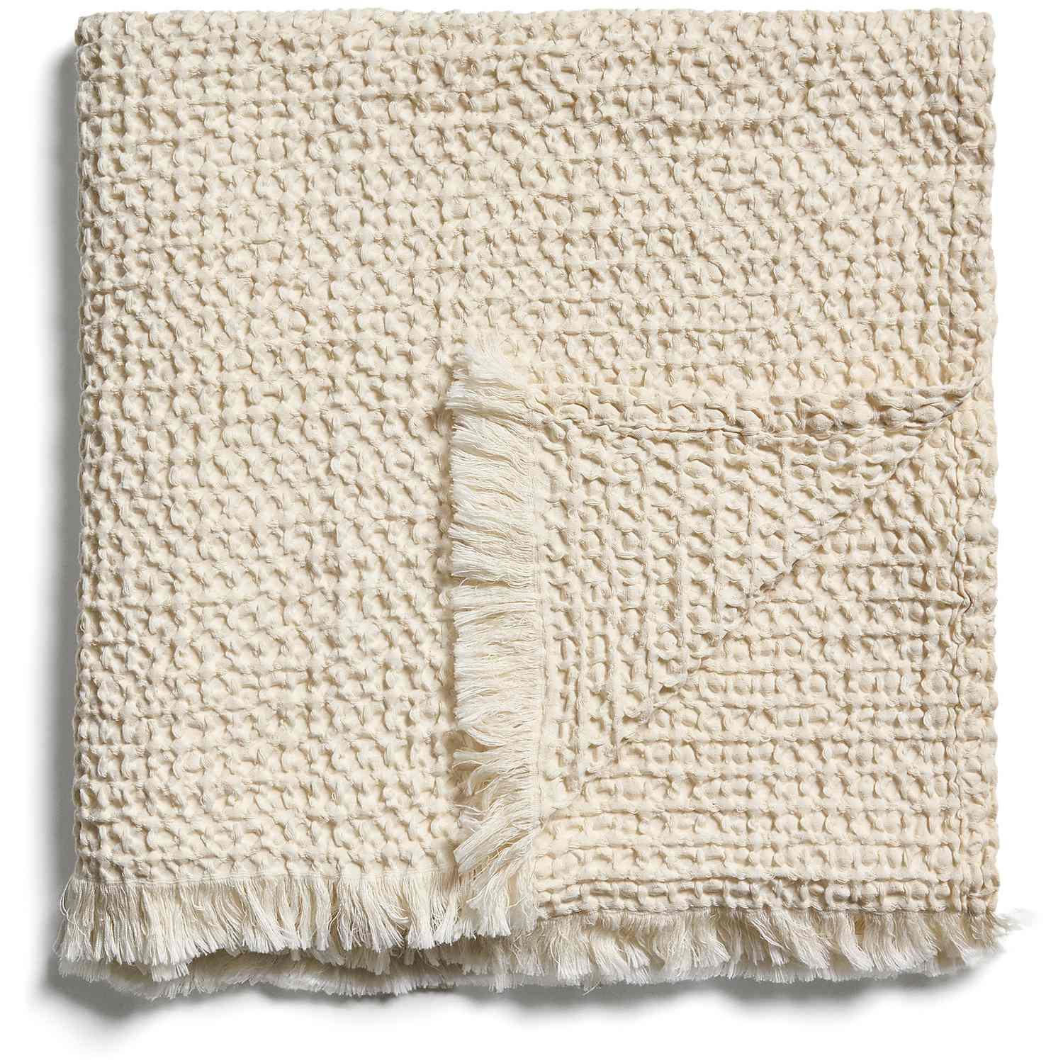 Decke Nulina aus 100% Baumwoll-Waffelpiqué in Ecru 130x170