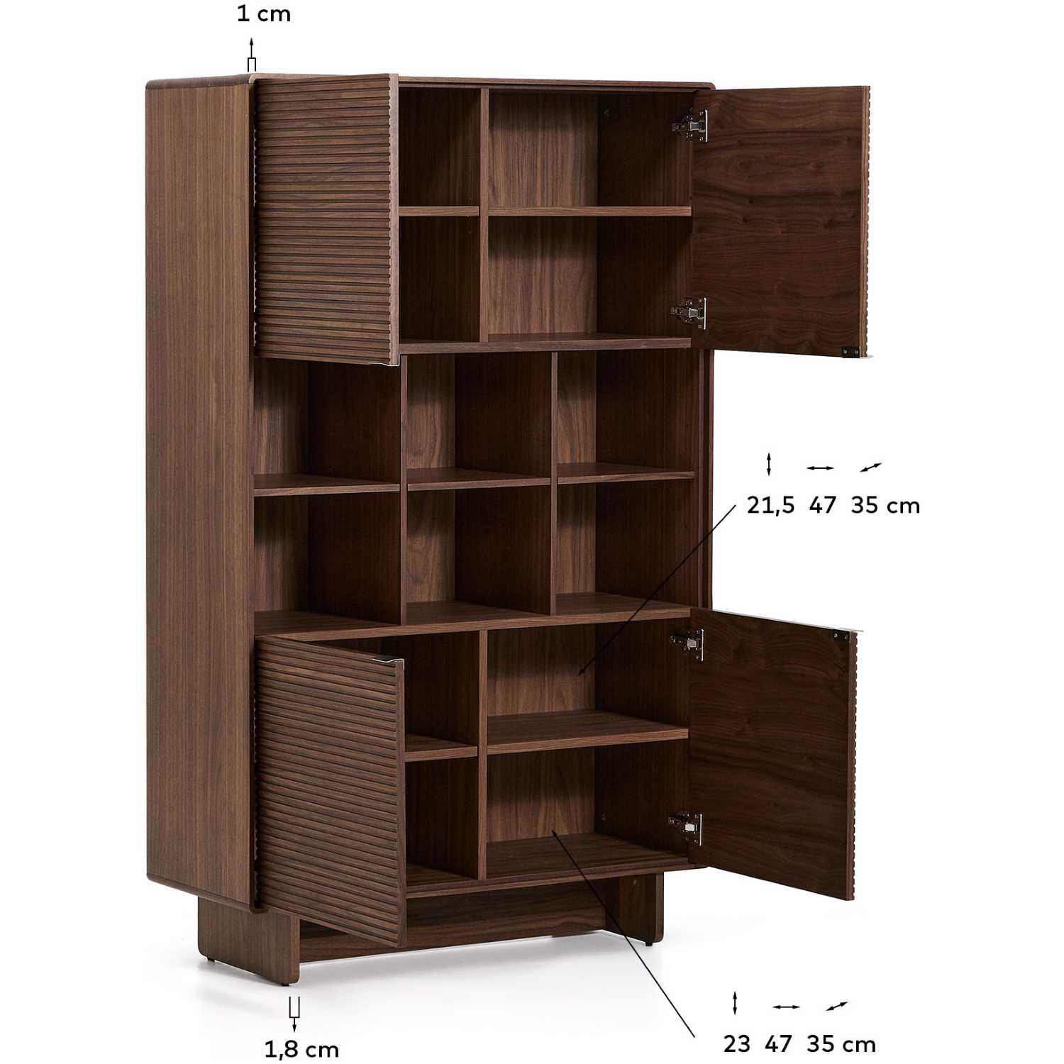 Highboard Schrank Norlen mit 4 Türen Nussbaumfurnier FSC Mix Credit 100x163