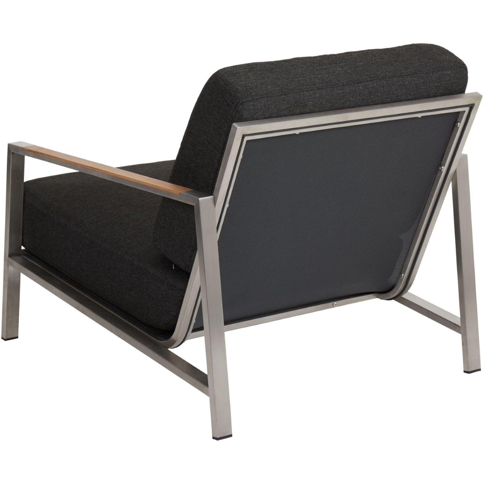 Gartenlounge Bellevue Edelstahl Teak Kissen anthrazit (4-teilig)