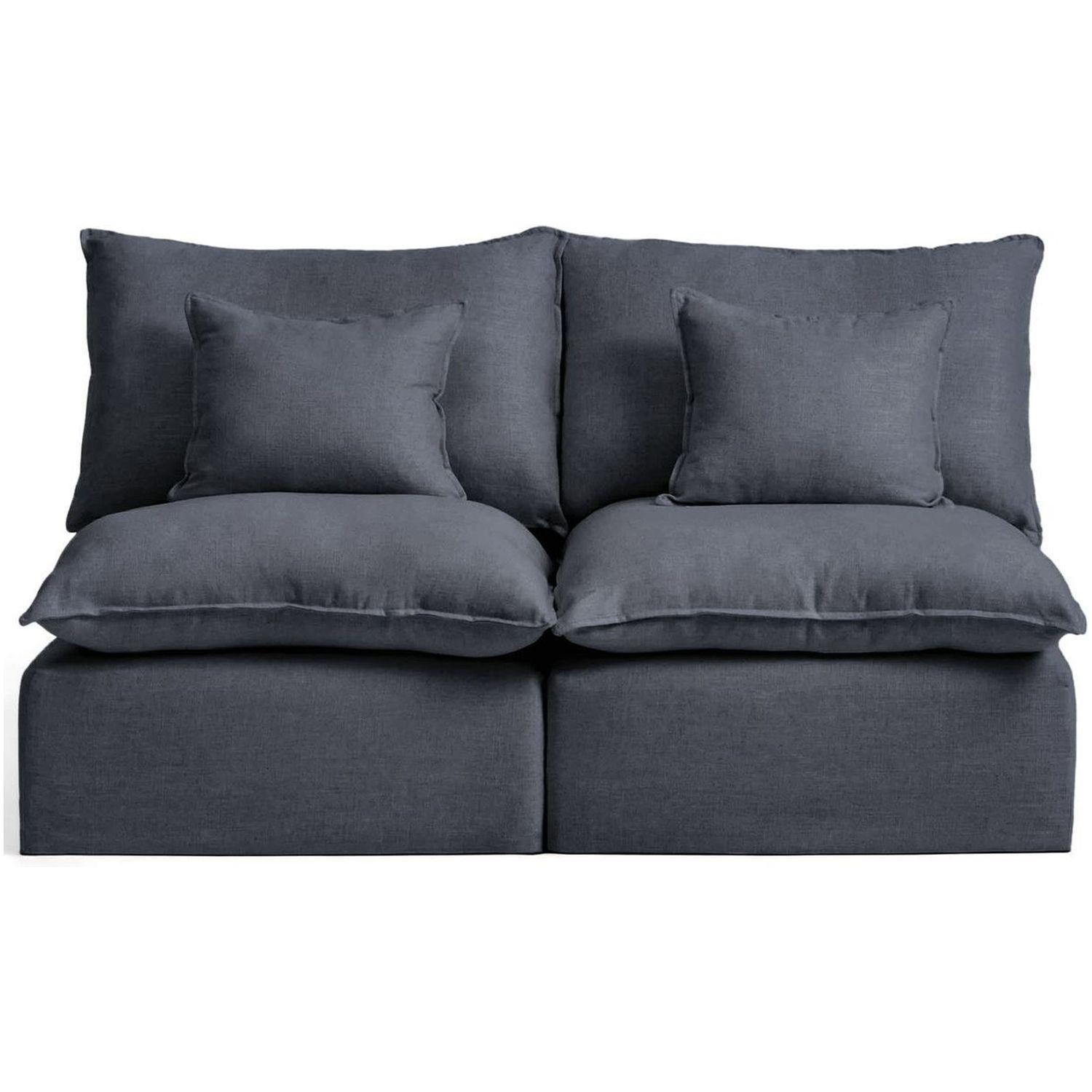 2-Sitzer-Modularsofa Anarela mit abnehmbarem Bezug aus Leinen und Viskose in Dunkelgrau 1