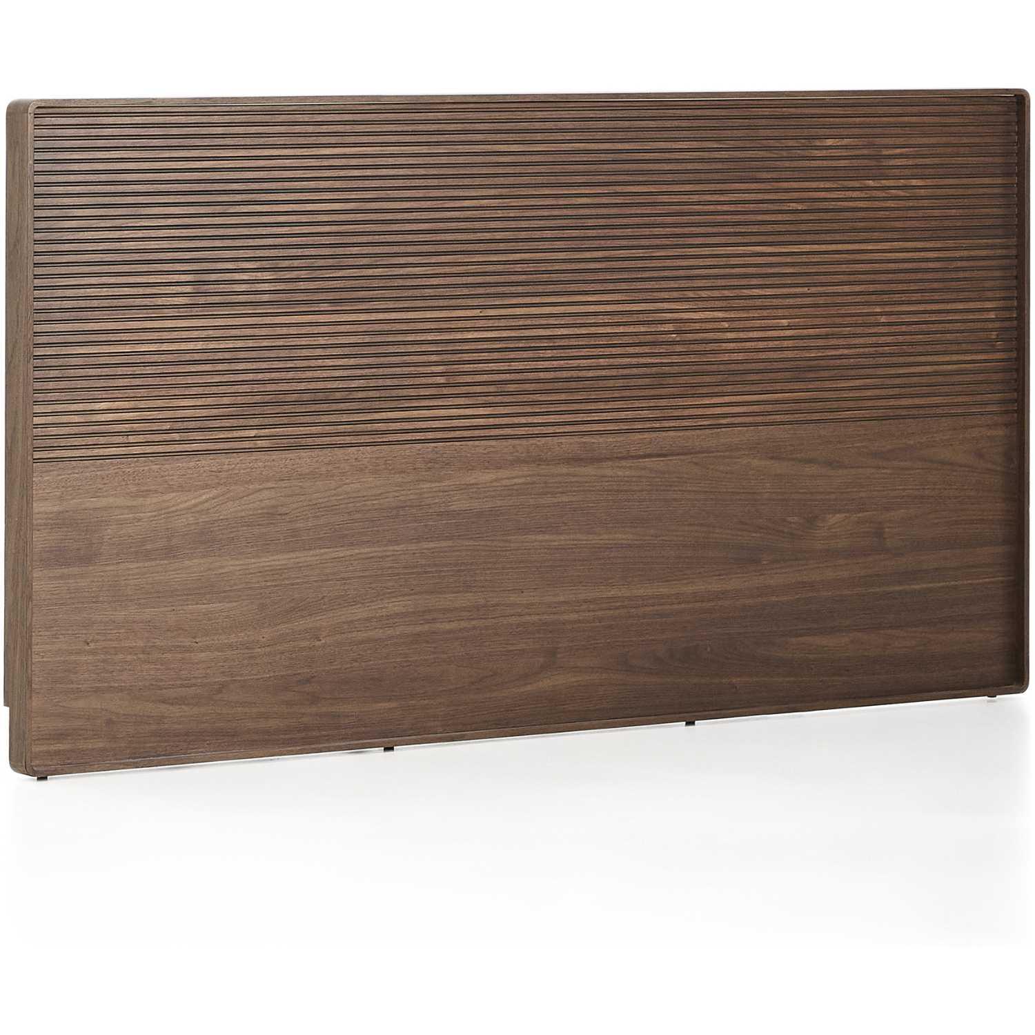 Bettkopfteil Norlen aus Nussbaumfurnier mit dunklem Finish und LED-Licht für Betten 160x200 FSC Mix Credit
