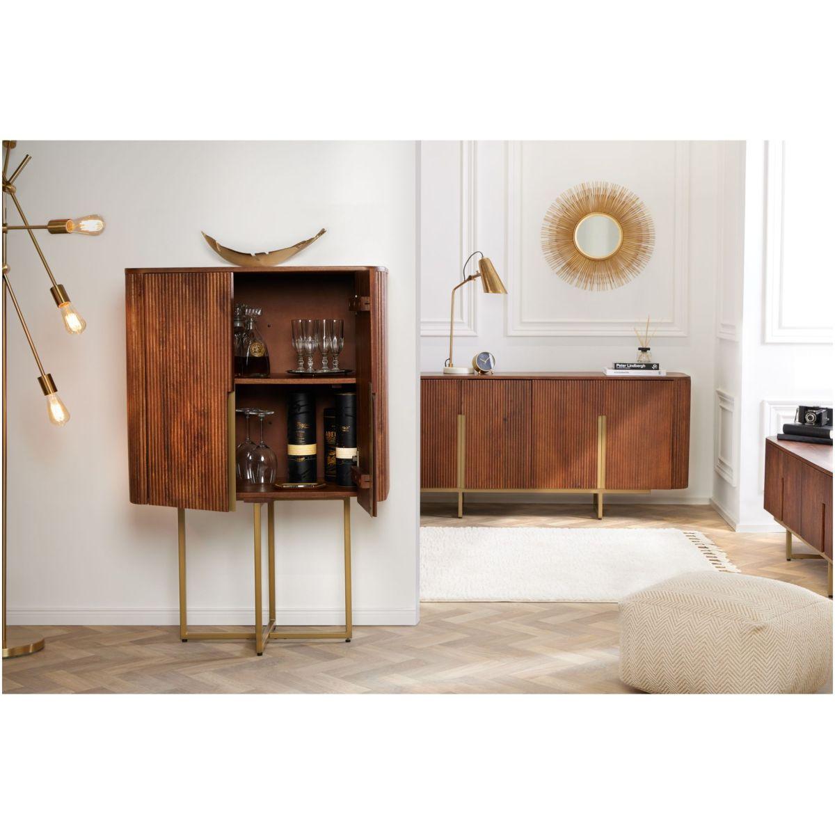 Hochkommode abgerundet Cazeno Gold Mangoholz braun 80x125