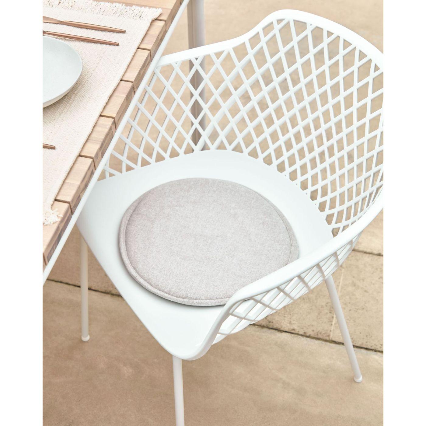 Stuhlkissen Sitzkissen rund Silke Stoff beige 35x35