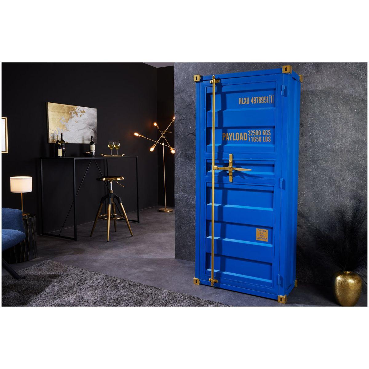 Barschrank Container Metall blau 76x180