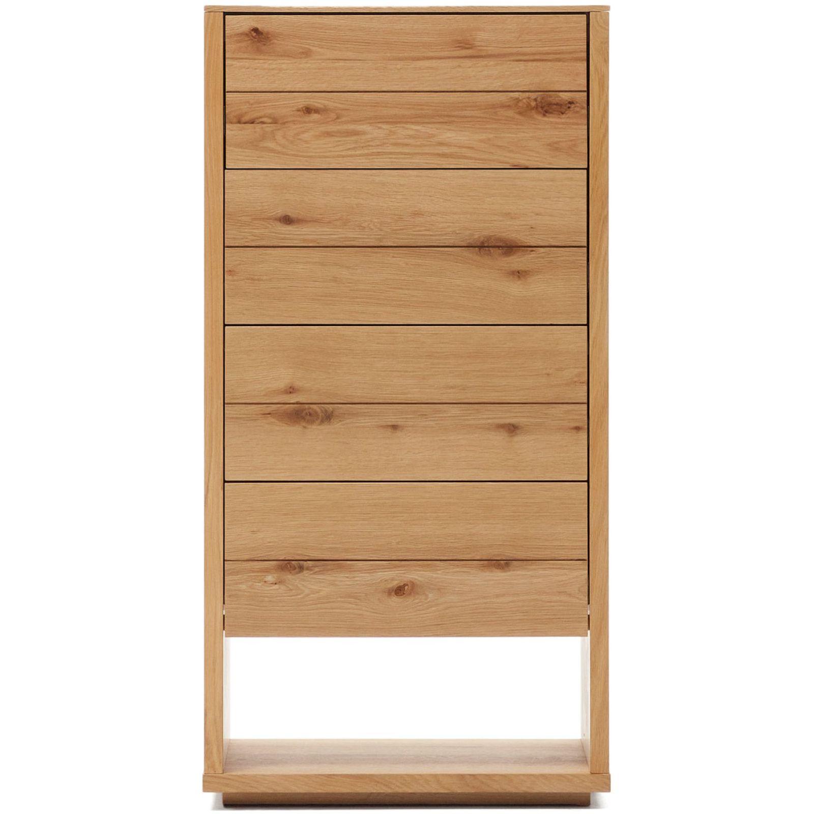 Alguema Kommode 4 Schubladen Eichenfurnier natürliches Finish 60 x 120 cm
