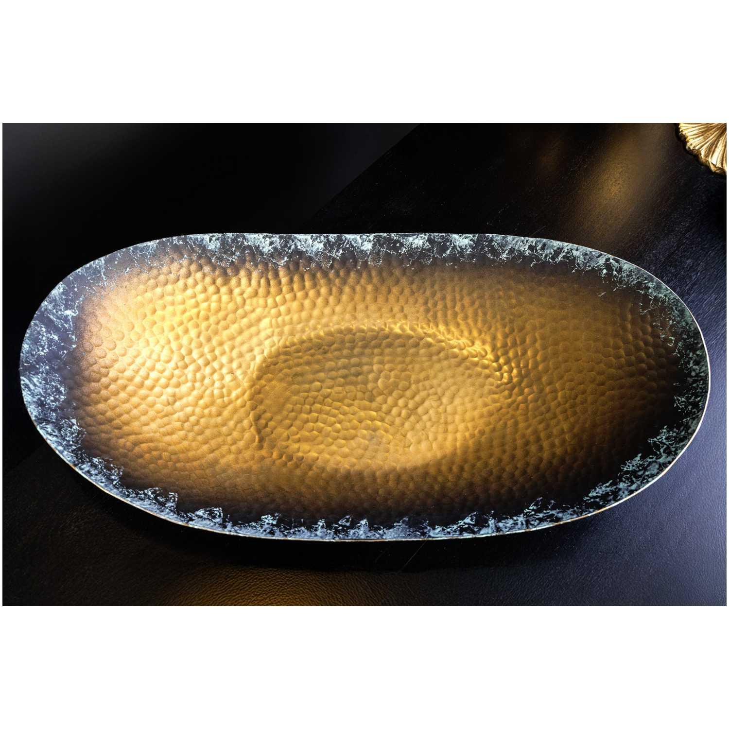 Deko Schale Bazzar Low Hammerschlag Patina Metall gold (2er-Set)