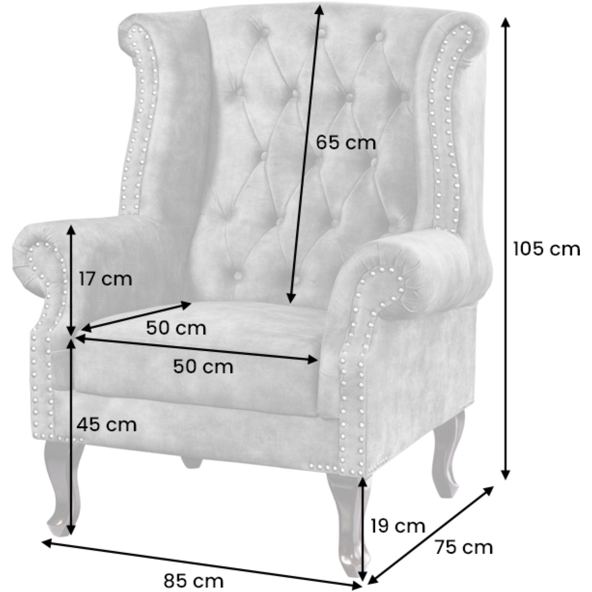 Chesterfield Ohrensessel Samt antik grau