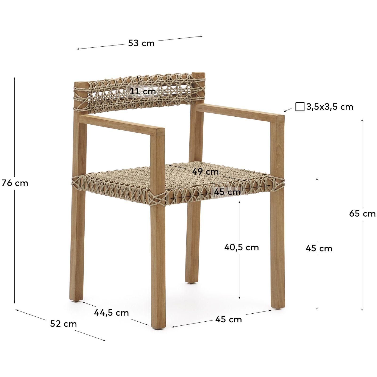 Gartenstuhl mit Armlehne Giverola massives Teakholz Rattan