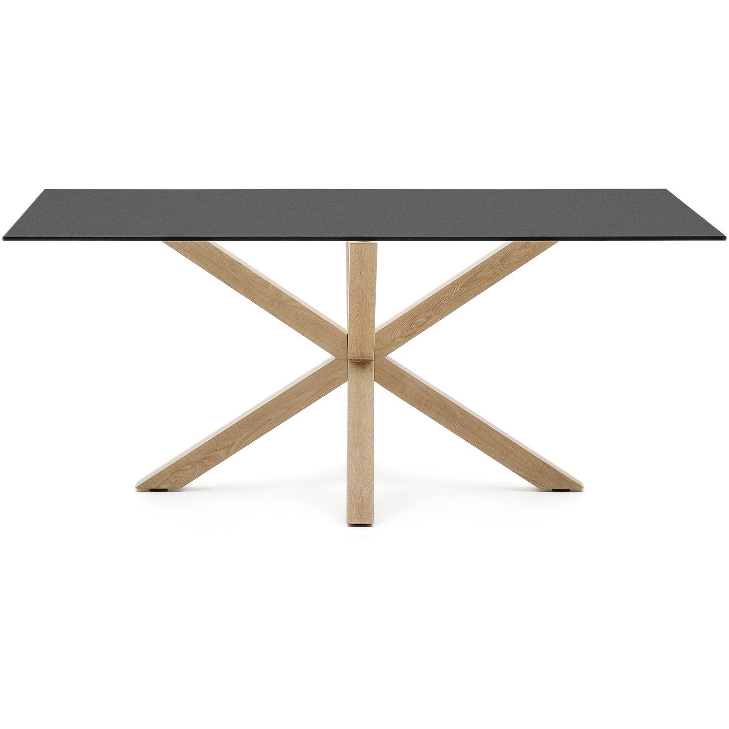 Argo table 180x100 cm, steel in sonoma and black glass