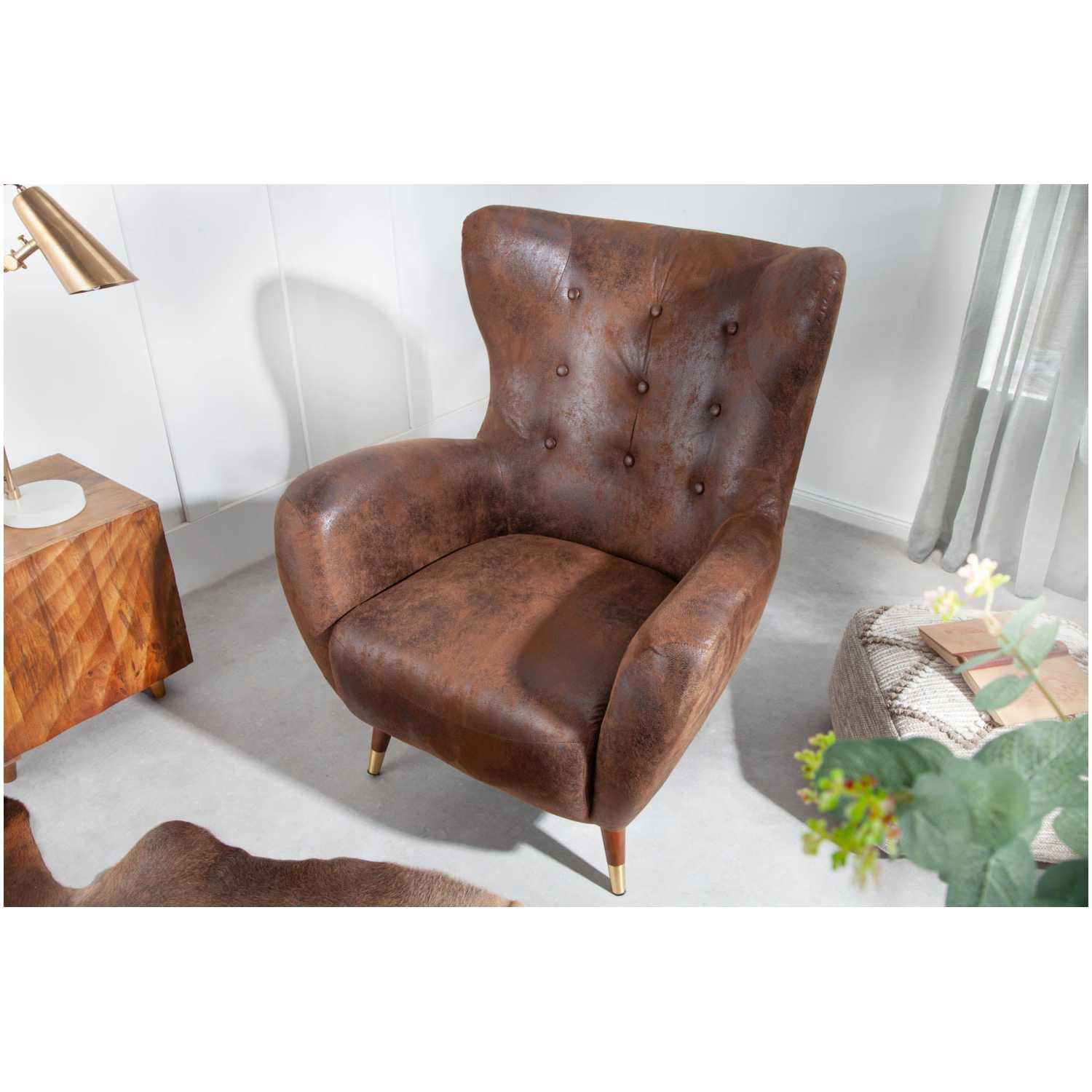 Ohrensessel Bobby Stoff vintage braun