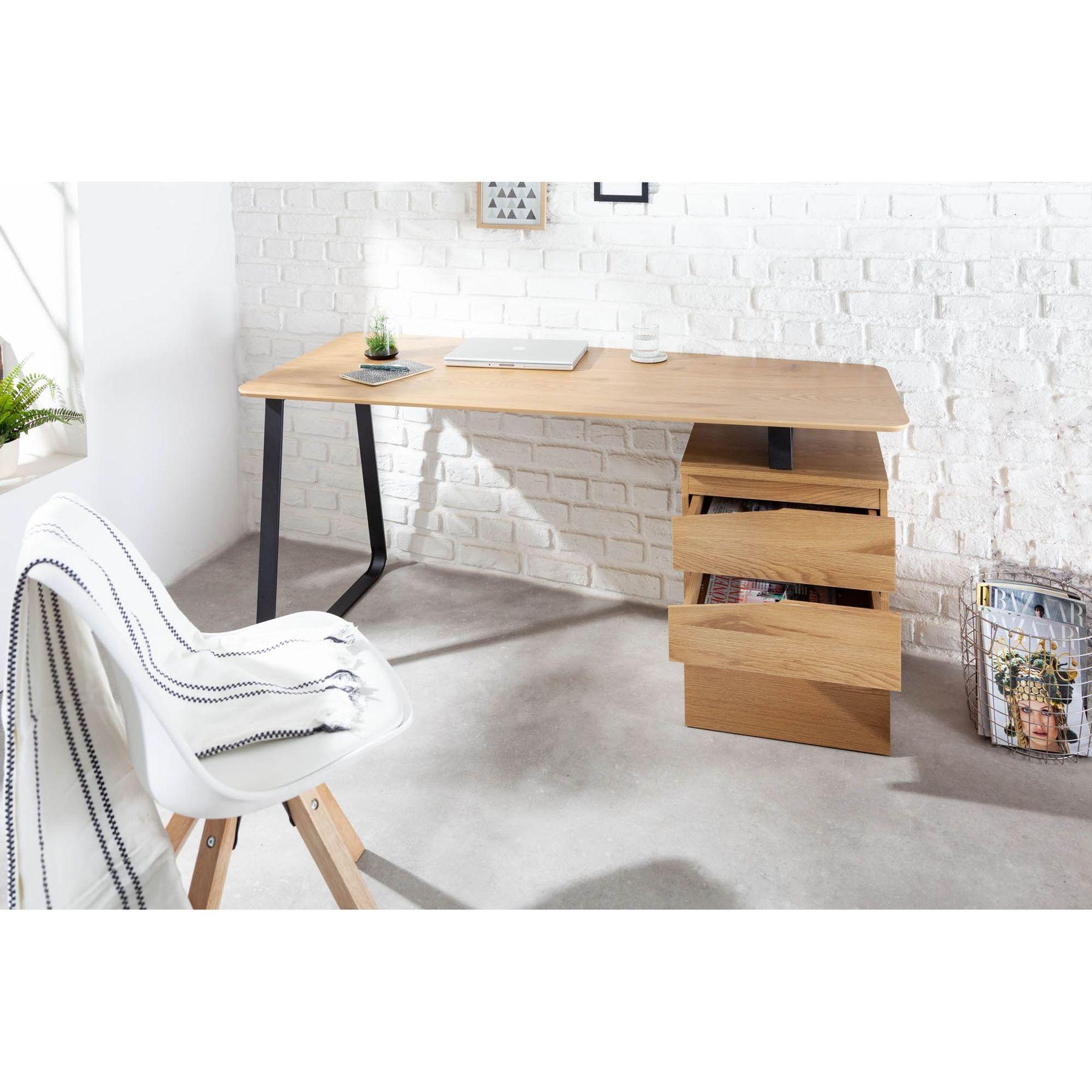 Schreibtisch Basic Studio Eichenholzfurnier (mit Schubladenkorpus)