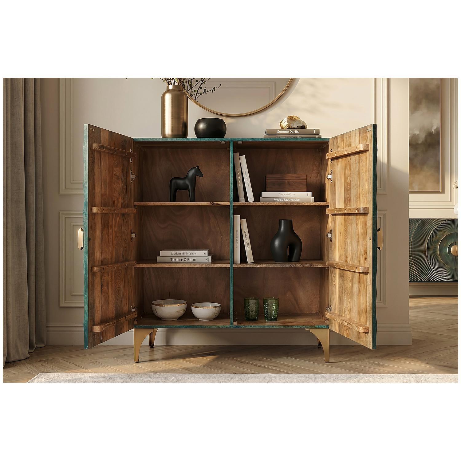 Hochkommode Himalaya Mangoholz türkis 100x120