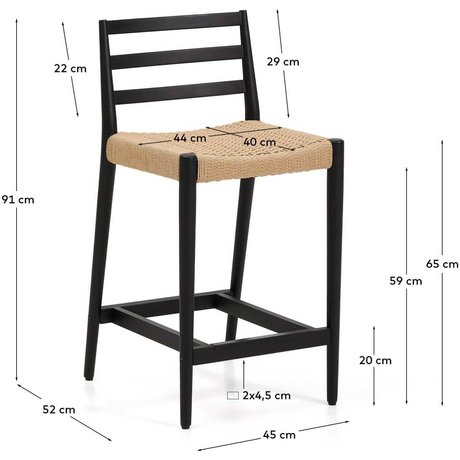 Barhocker Analy Eichenholz massiv schwarz Sitzhöhe 65 100% FSC