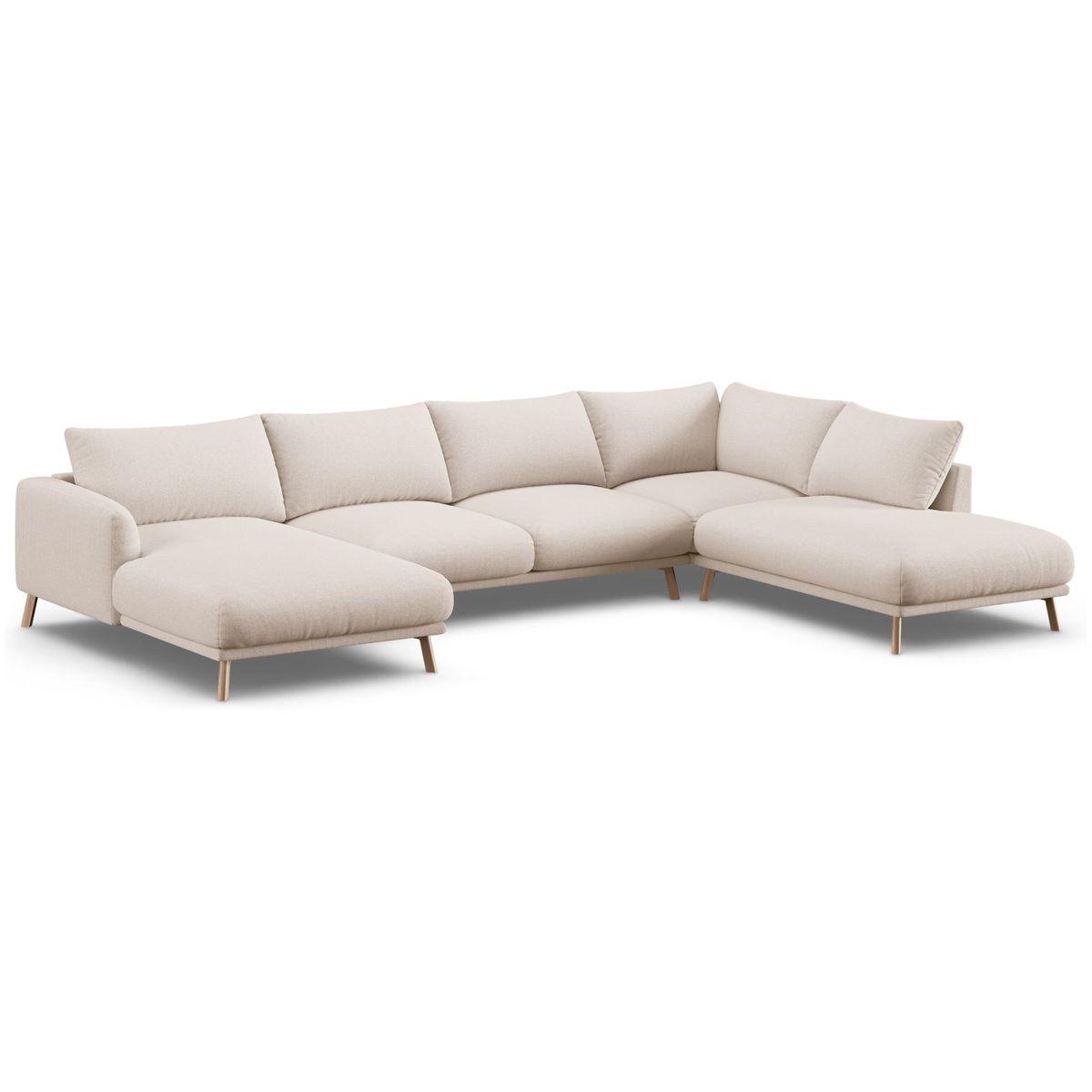 Wohnlandschaft U-Sofa Naomi - Ausrichtung: rechts - Bezug: Structured Fabric (Liberty), Beige