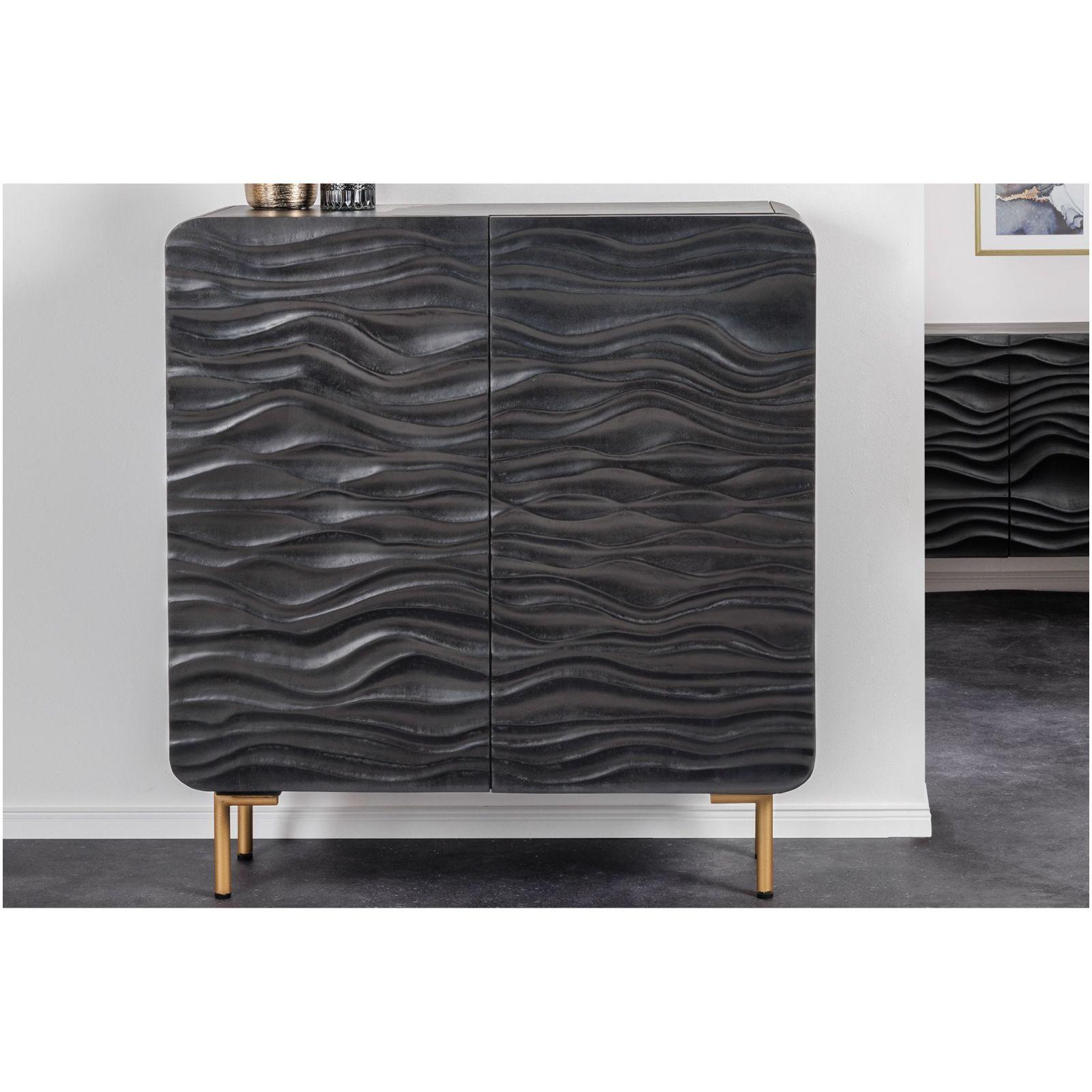 Highboard Hochkommode Wave Mangoholz schwarz 100x120