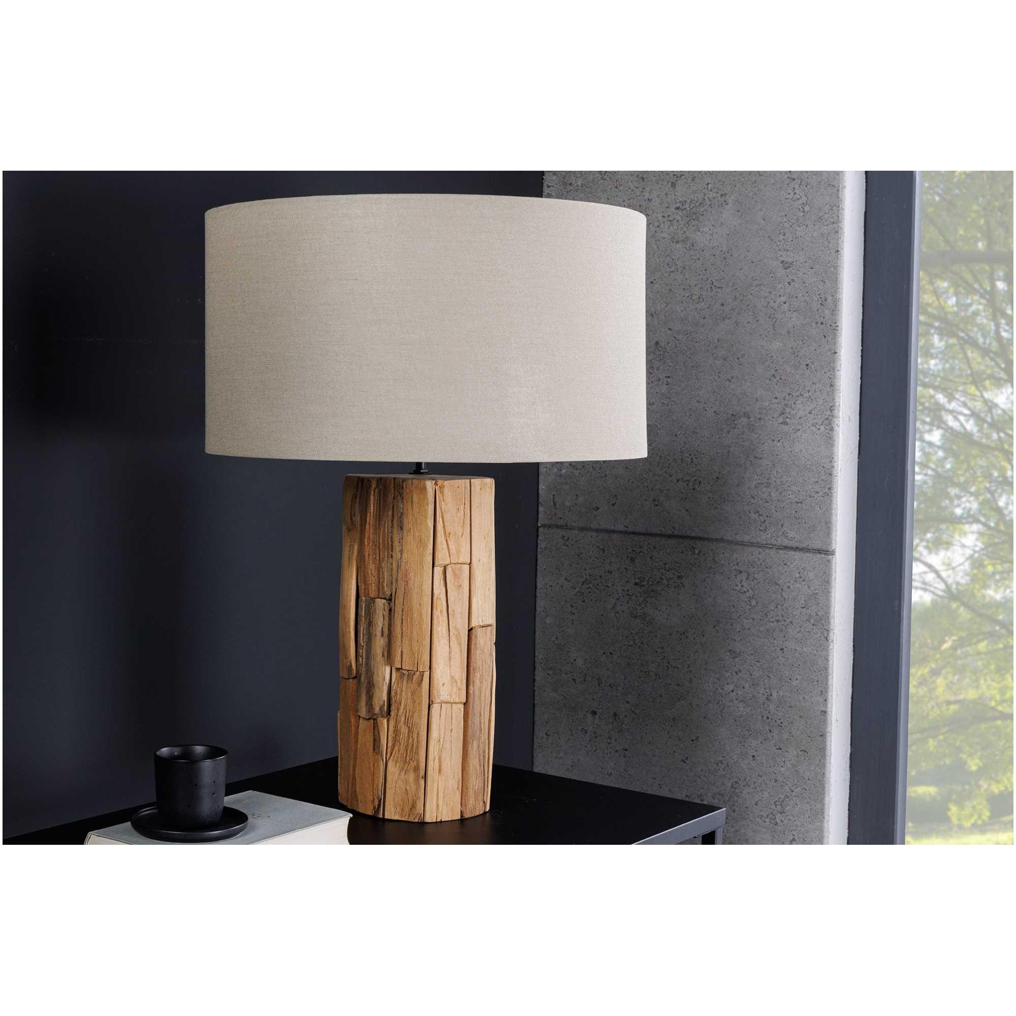 Lampenschirm 40x22x40 rund Leinenbeige für Tischlampe und Stehleuchte