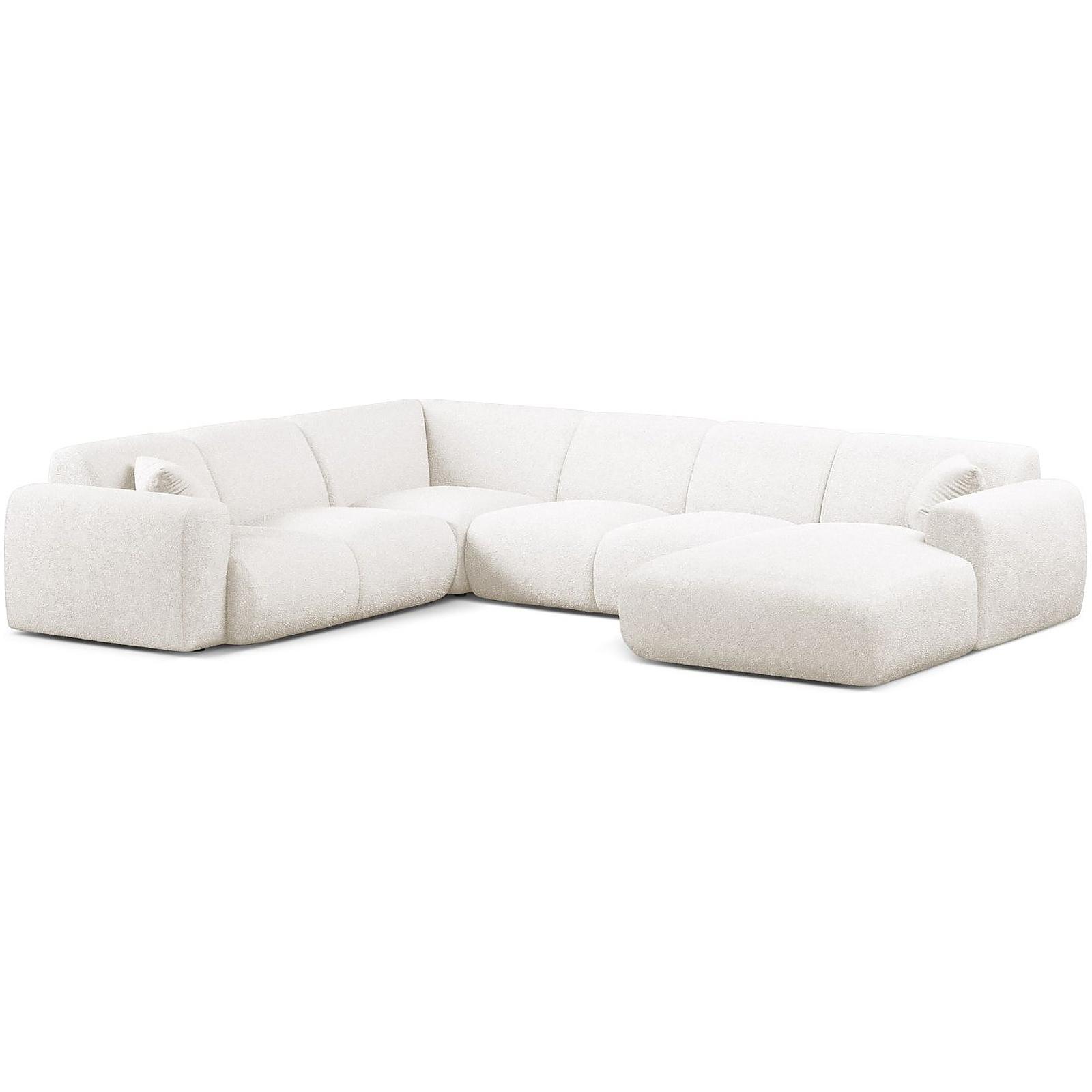 Wohnlandschaft U-Sofa Molino - Ausrichtung: links - Bezug: Boucle (Baloo), White