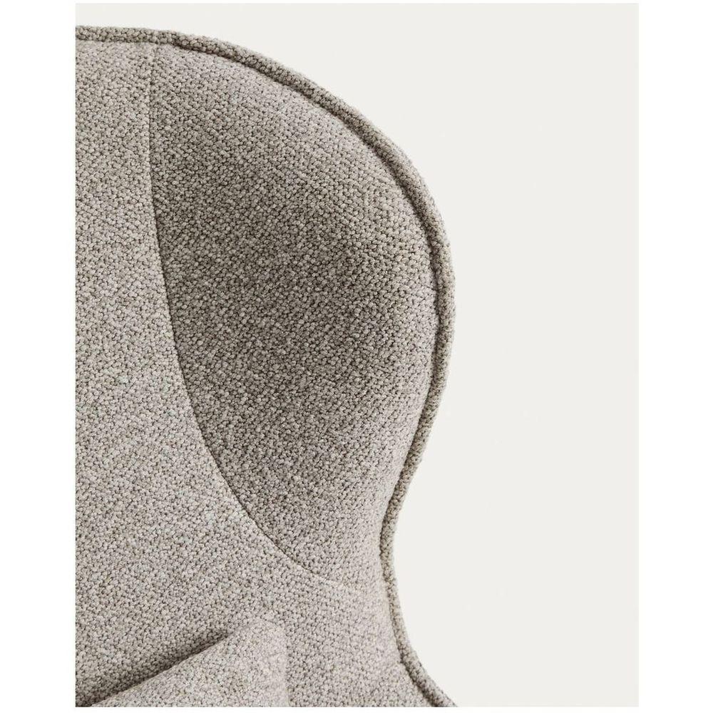 Drehsessel Sorile mit beiger Chenille und schwarz lackiertem Stahl FSC 100%