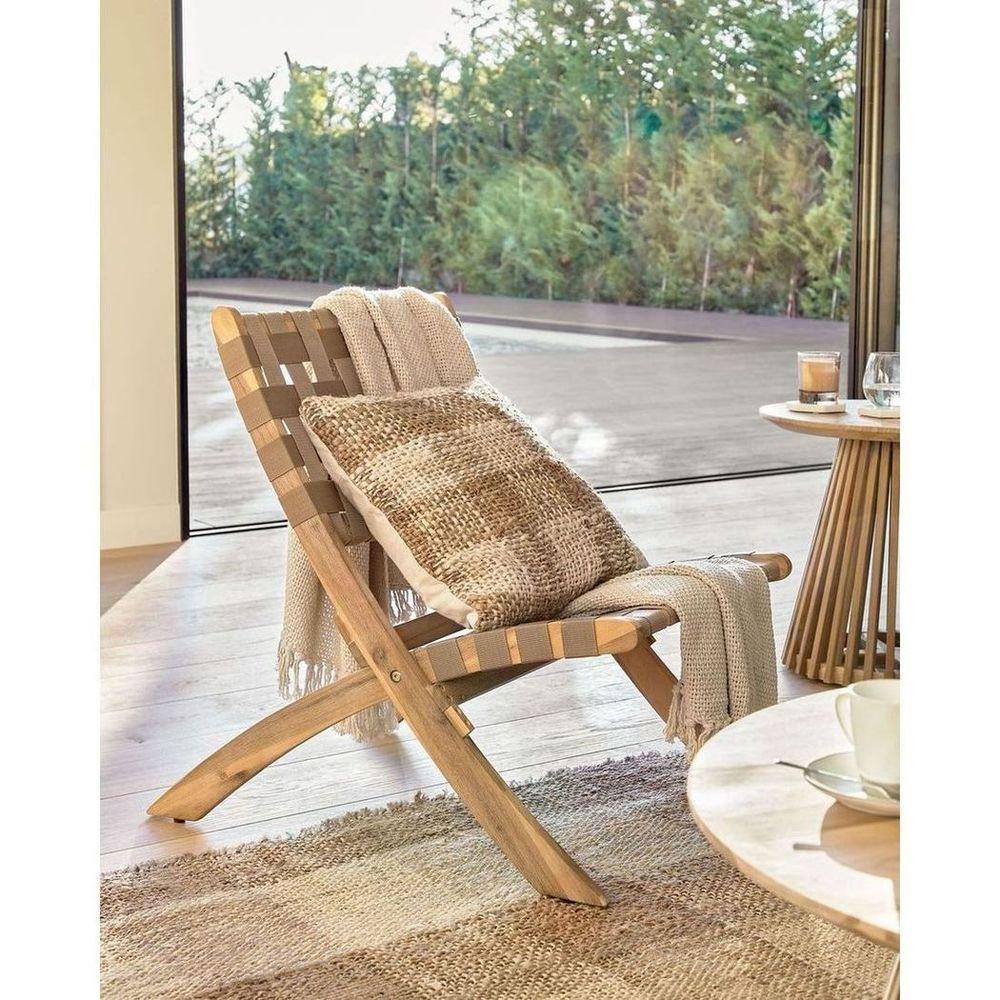 Gartensessel Klappstuhl Klappsessel Chabeli Akazienholz FSC Seil beige