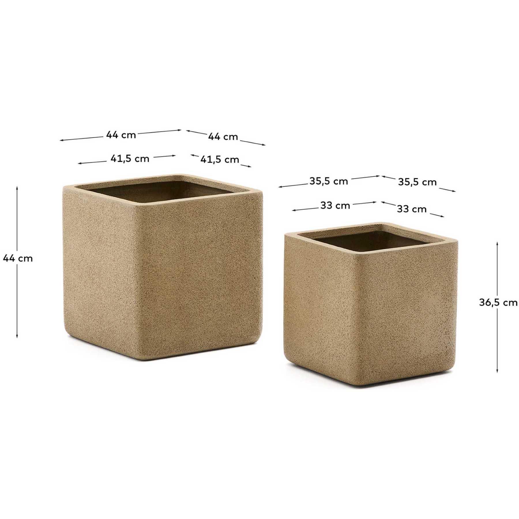 Blumentopf quadratisch Minoa Steinoptik senfgelb (2er-Set)