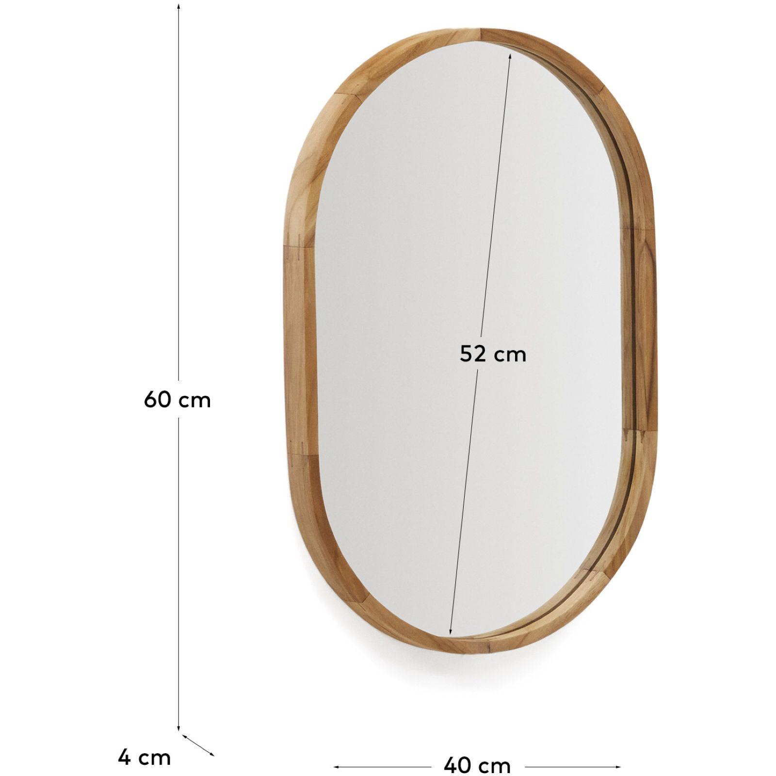 Wandspiegel oval Magda aus massivem Teakholz natur 40x60