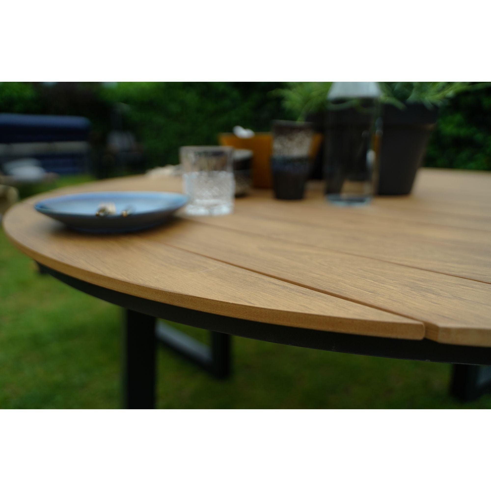 Garten Picknick Tischset rund Aluminium Poly-Holz Piazza